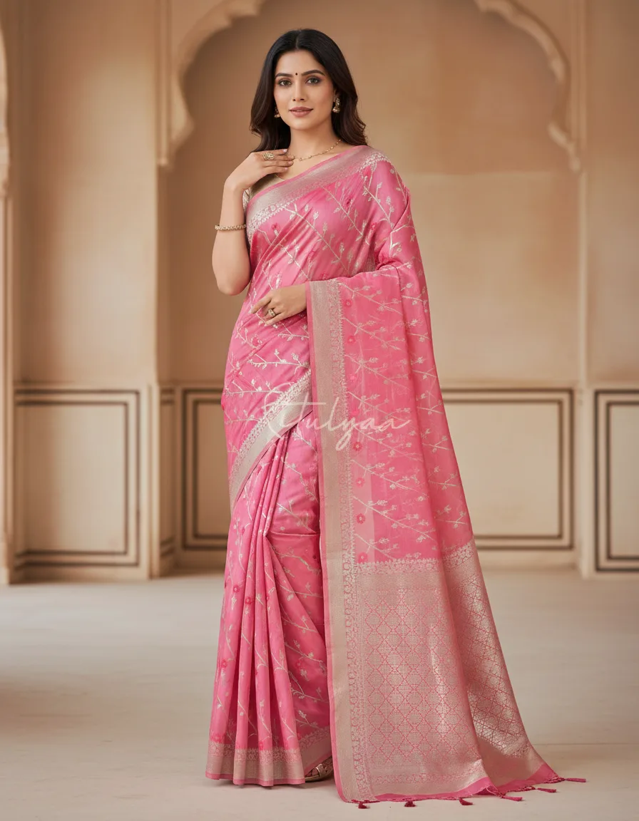 Jamdani allover zari weaving saree