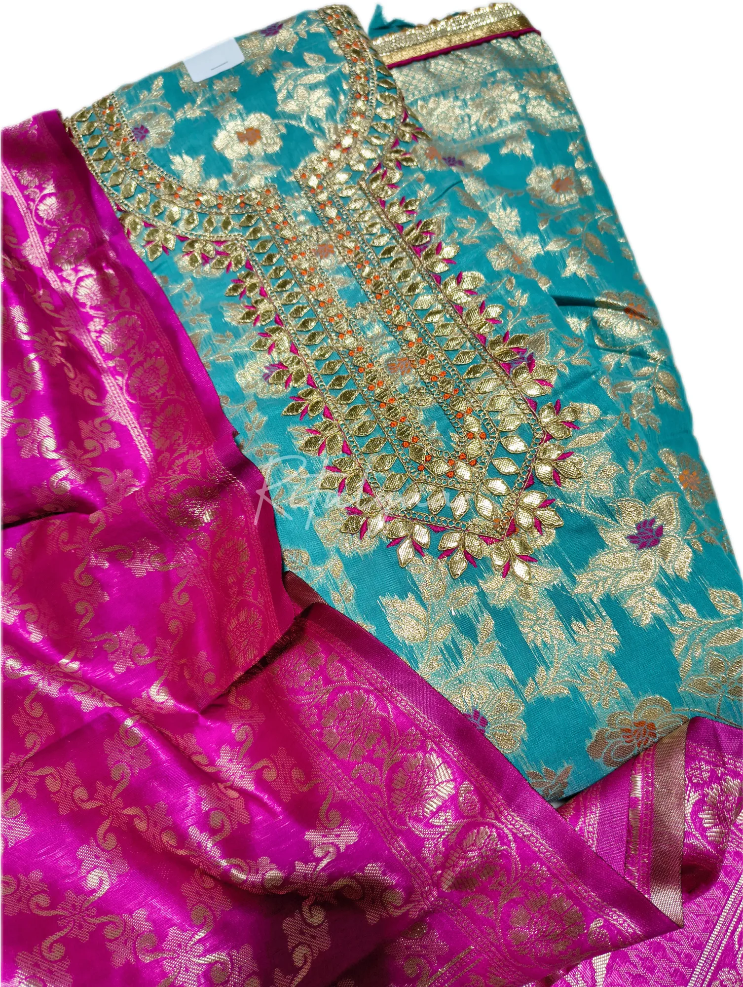 Gota Patti Work Allover Zari Weaving Suit view 13