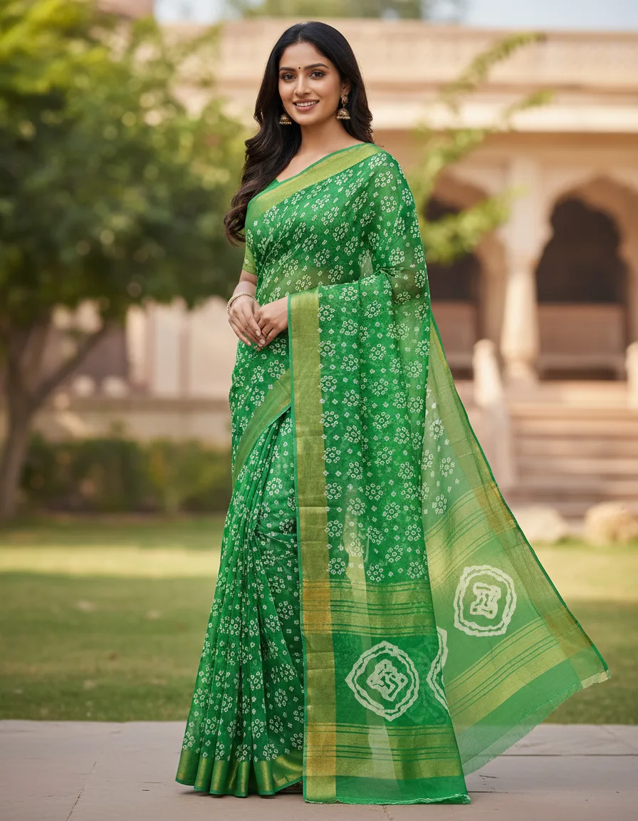 Bandhej Print Saree