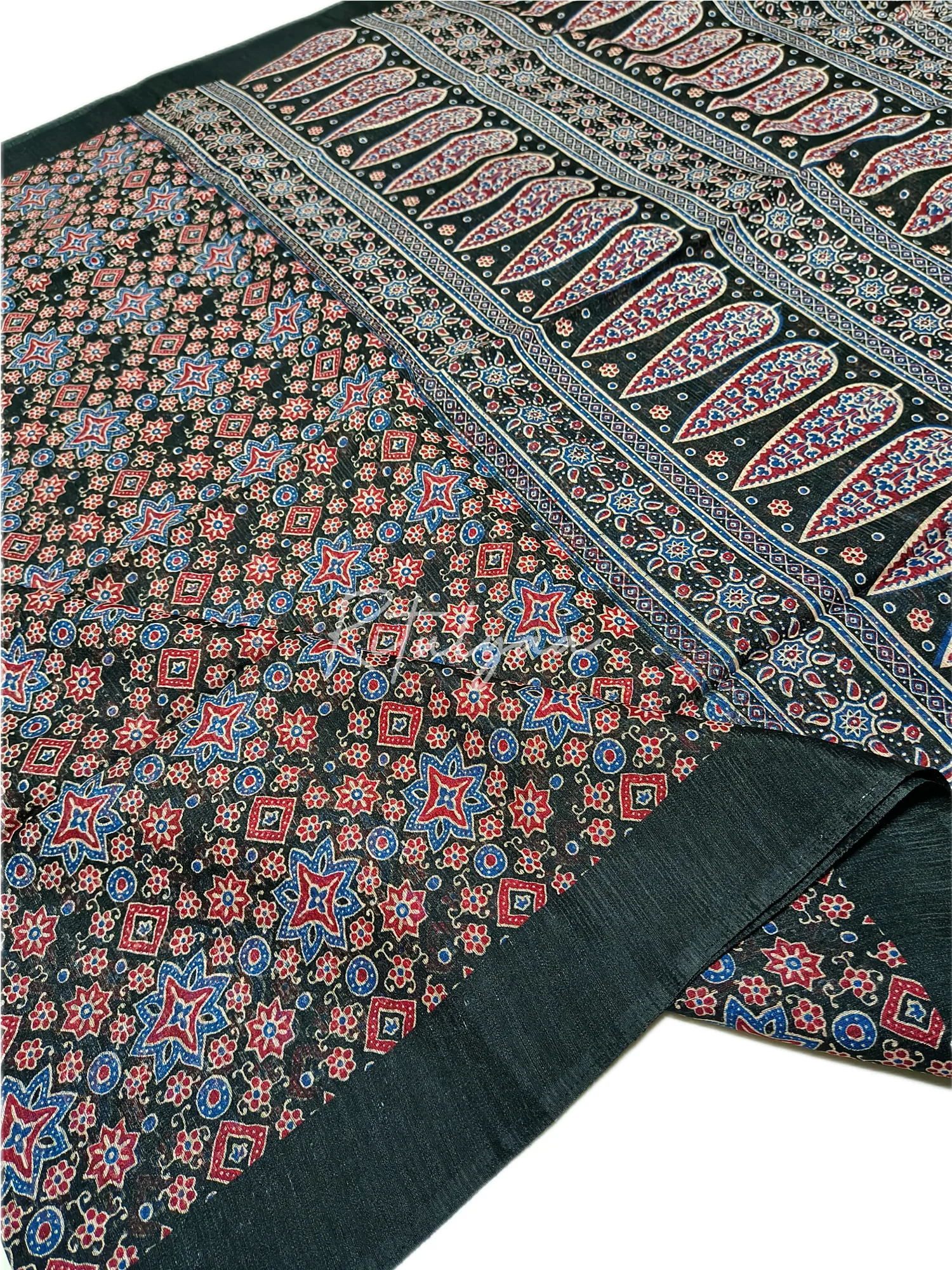 Ajrakh print sarees view 6