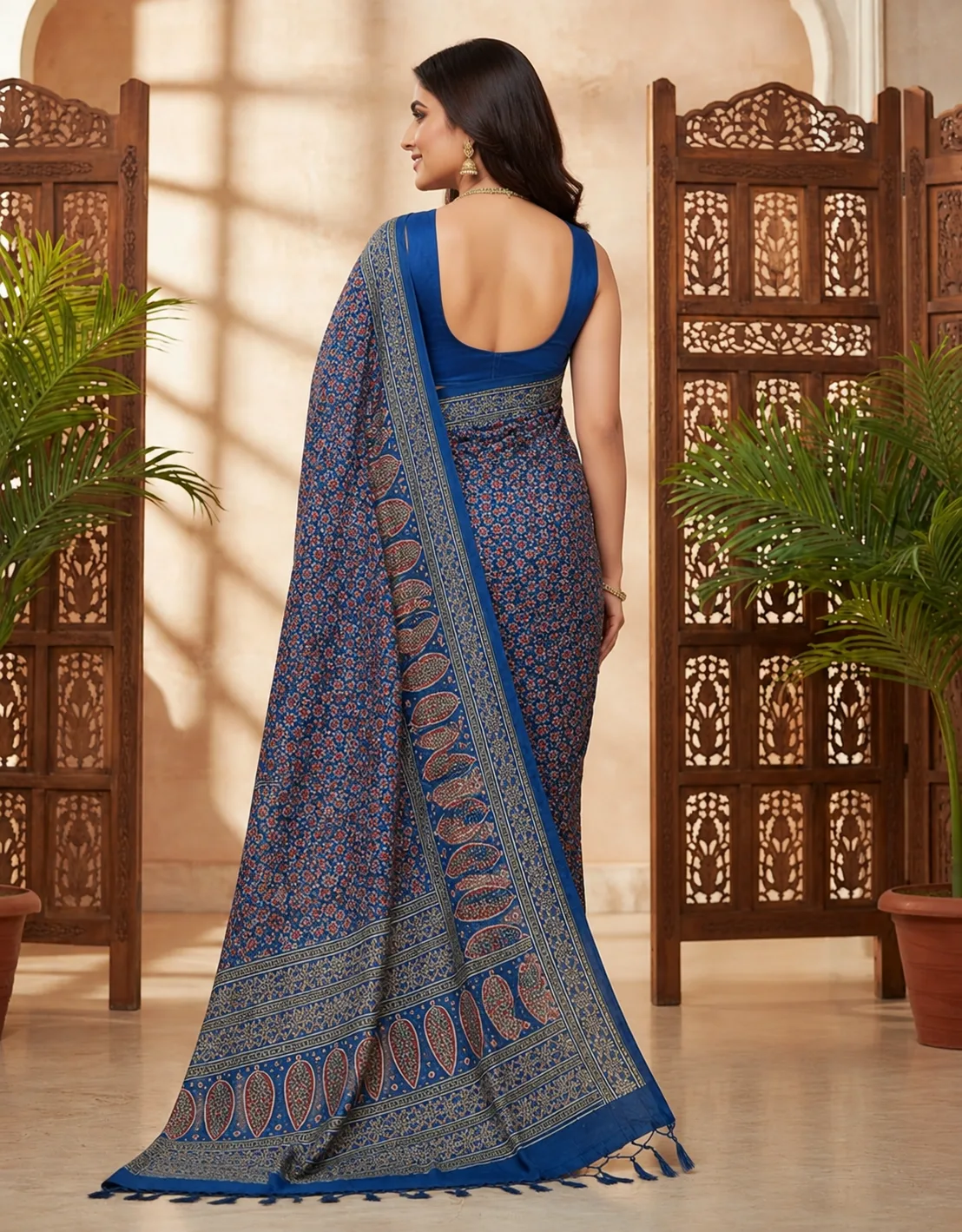Ajrakh print sarees view 2