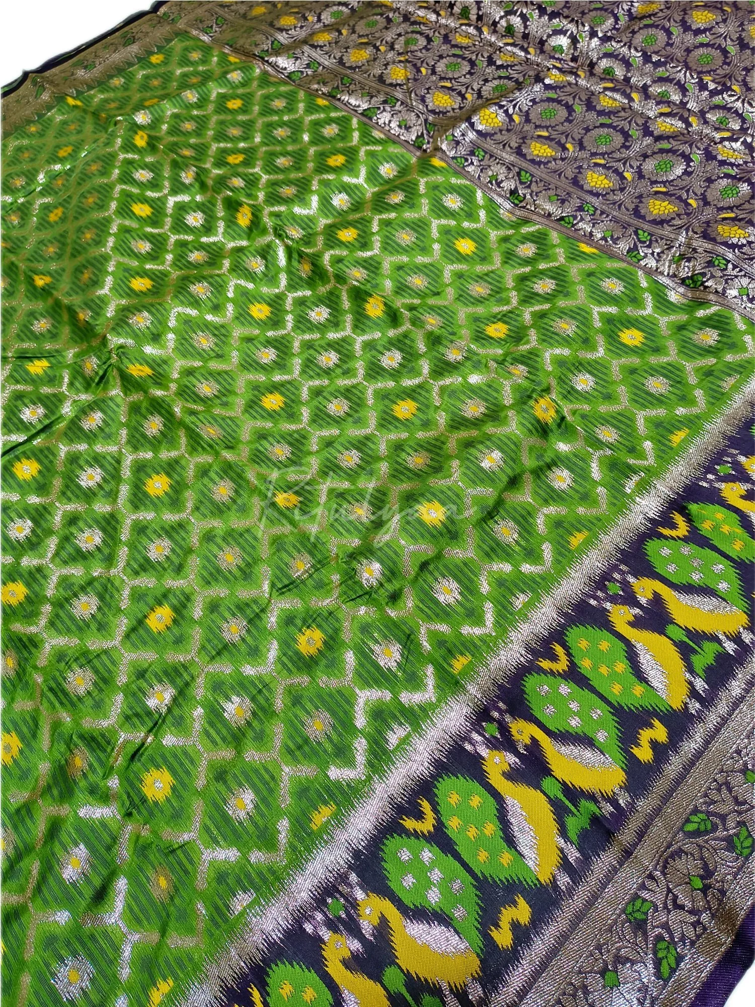 Allover Zari Weaving Patola Saree view 8