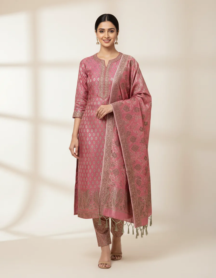 Allover Resham Weaving Suit