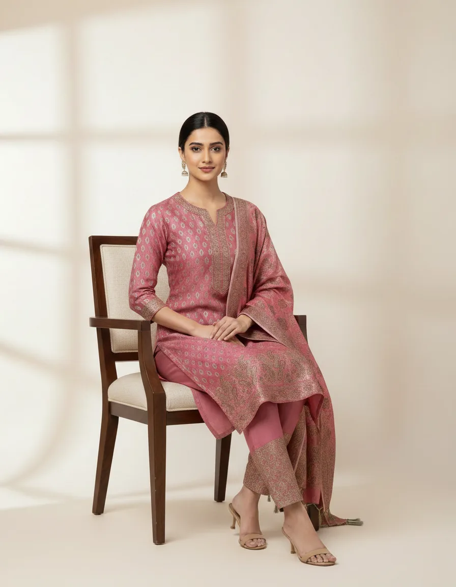 Allover Resham Weaving Suit view 2