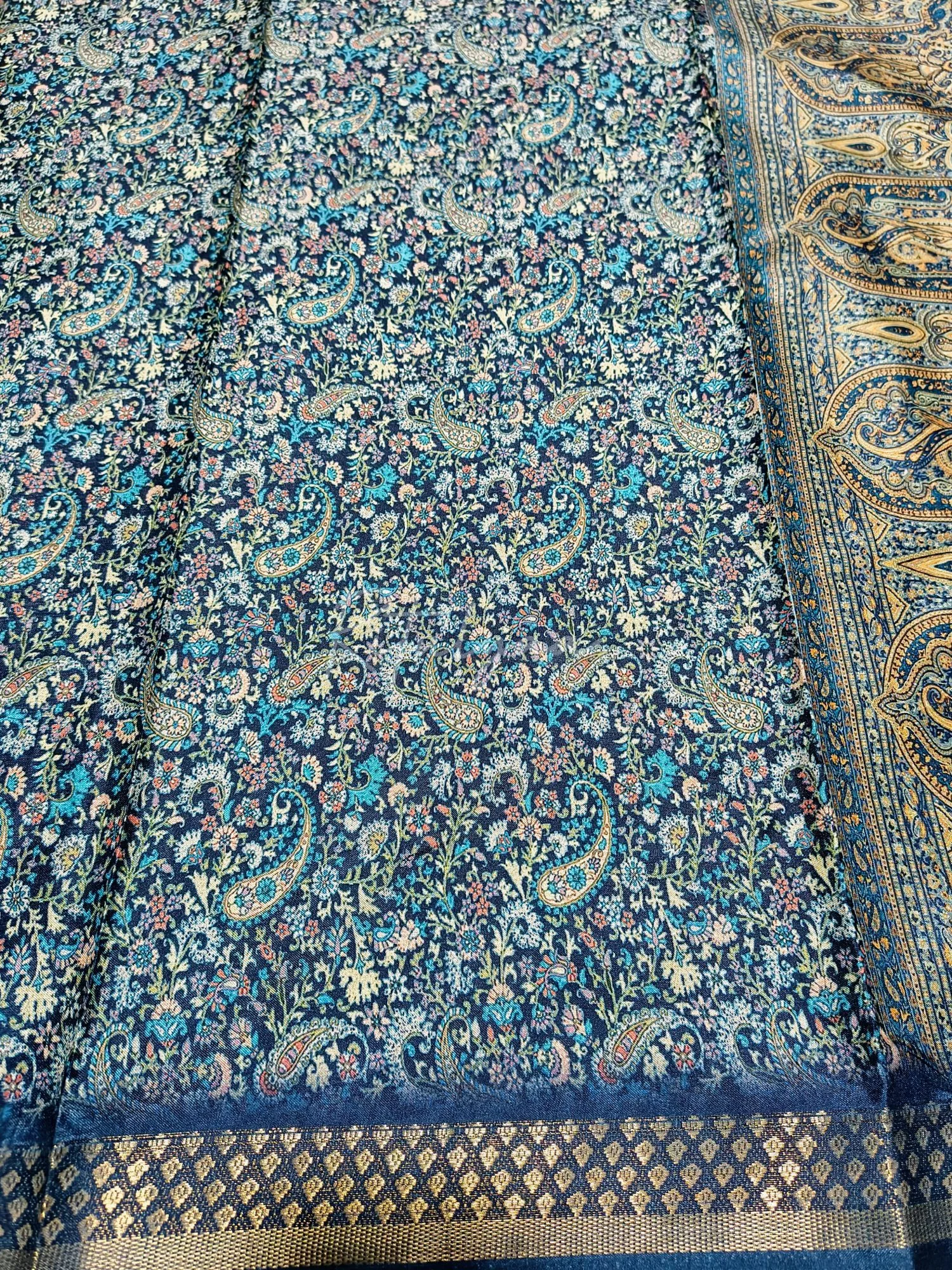 Navy Digital Print Saree view 3