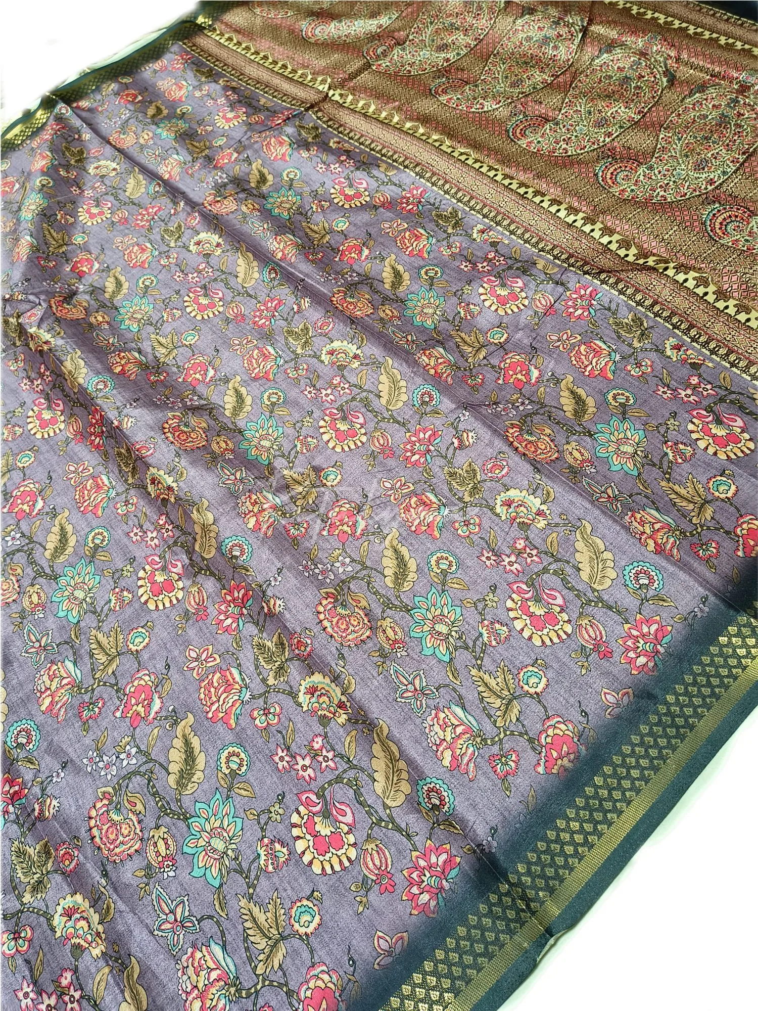 Contrast Border Digital Print Saree view 2