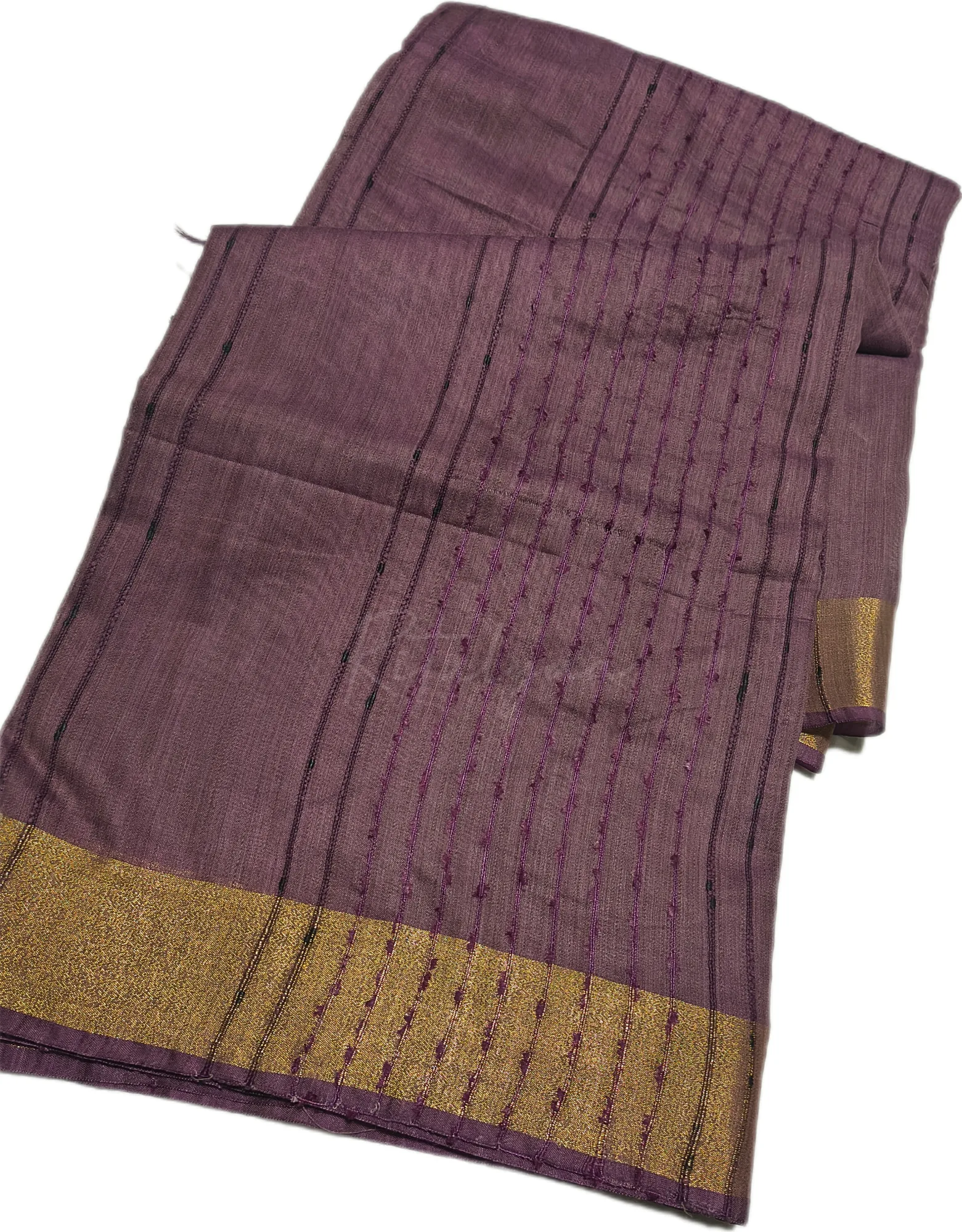 Muted Plum Cotton Linen Saree view 2