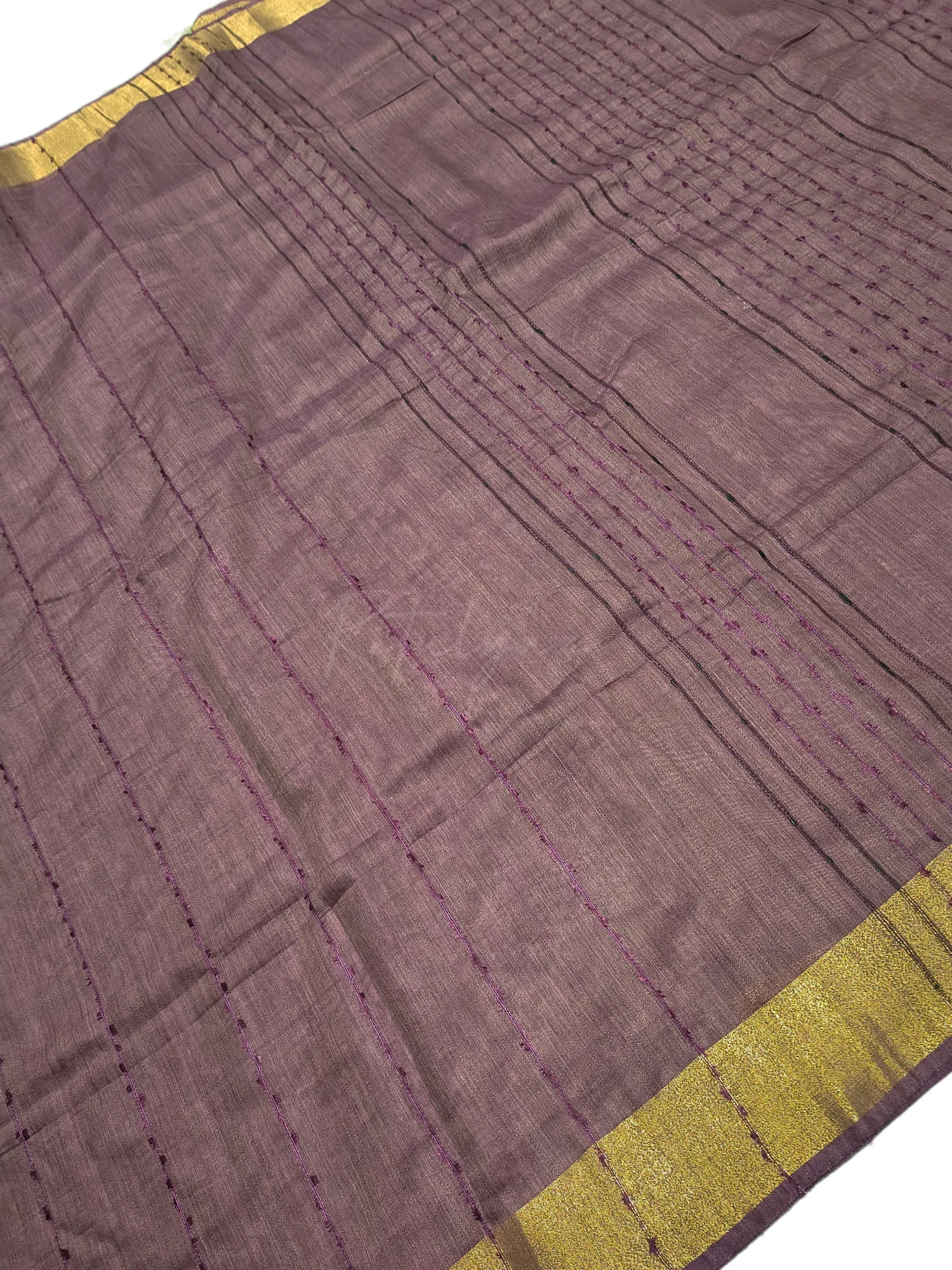 Muted Plum Cotton Linen Saree view 3