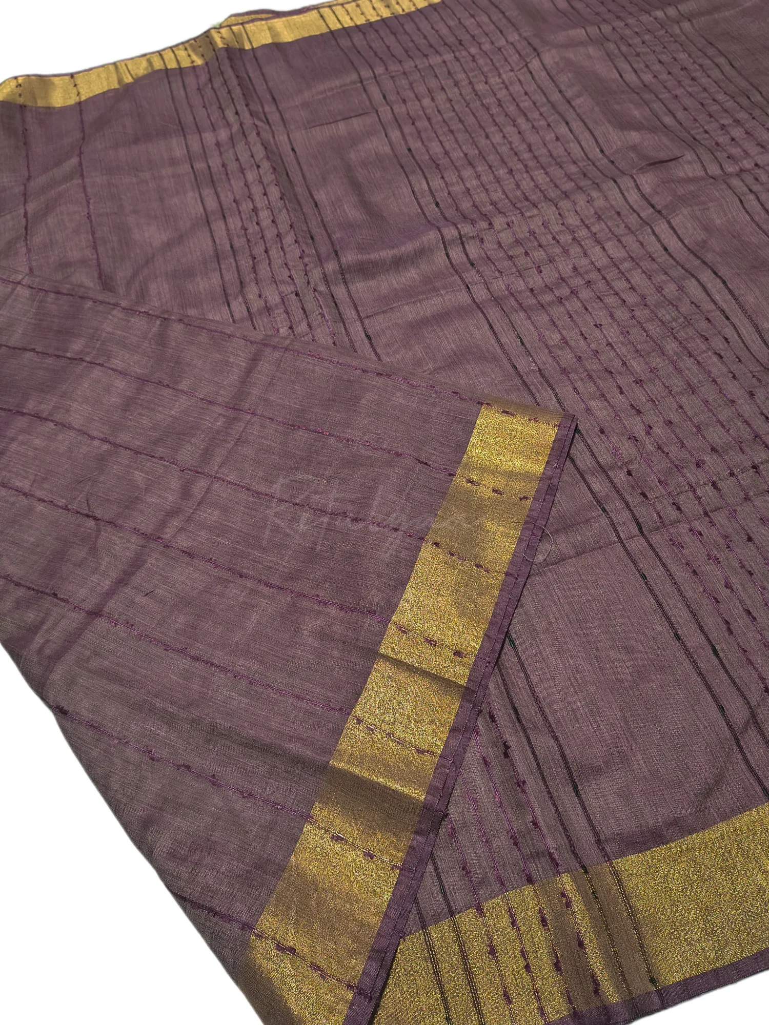 Muted Plum Cotton Linen Saree view 4