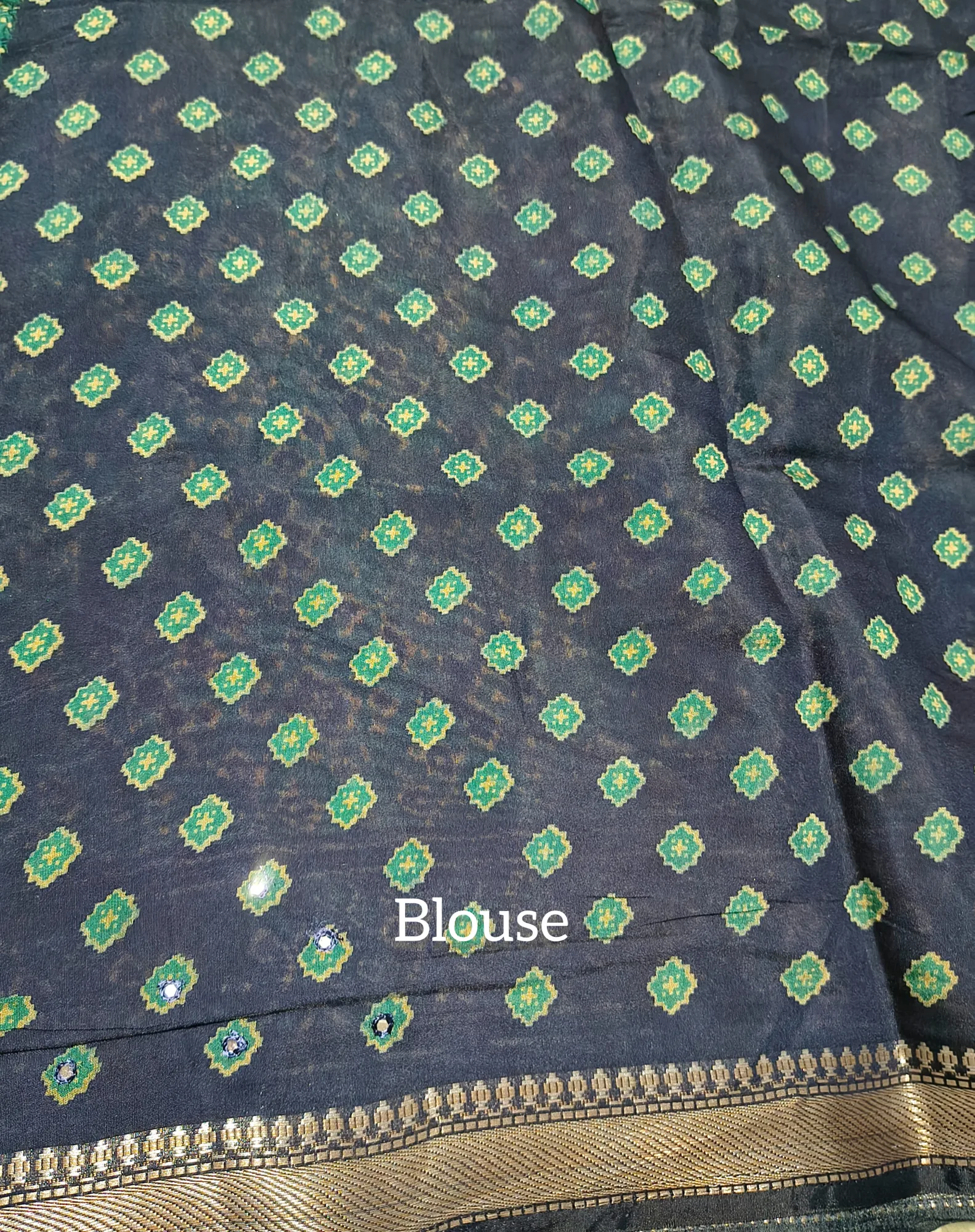 Patola Print Cotton Saree With Thin Zari Border view 5