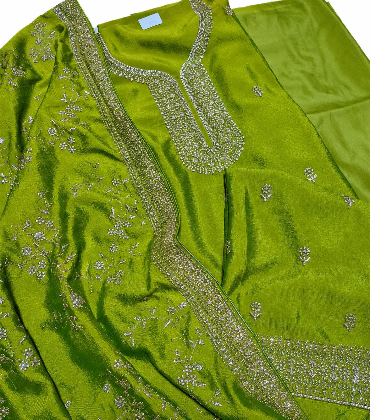 Green Allover Embroidery Suit view 2
