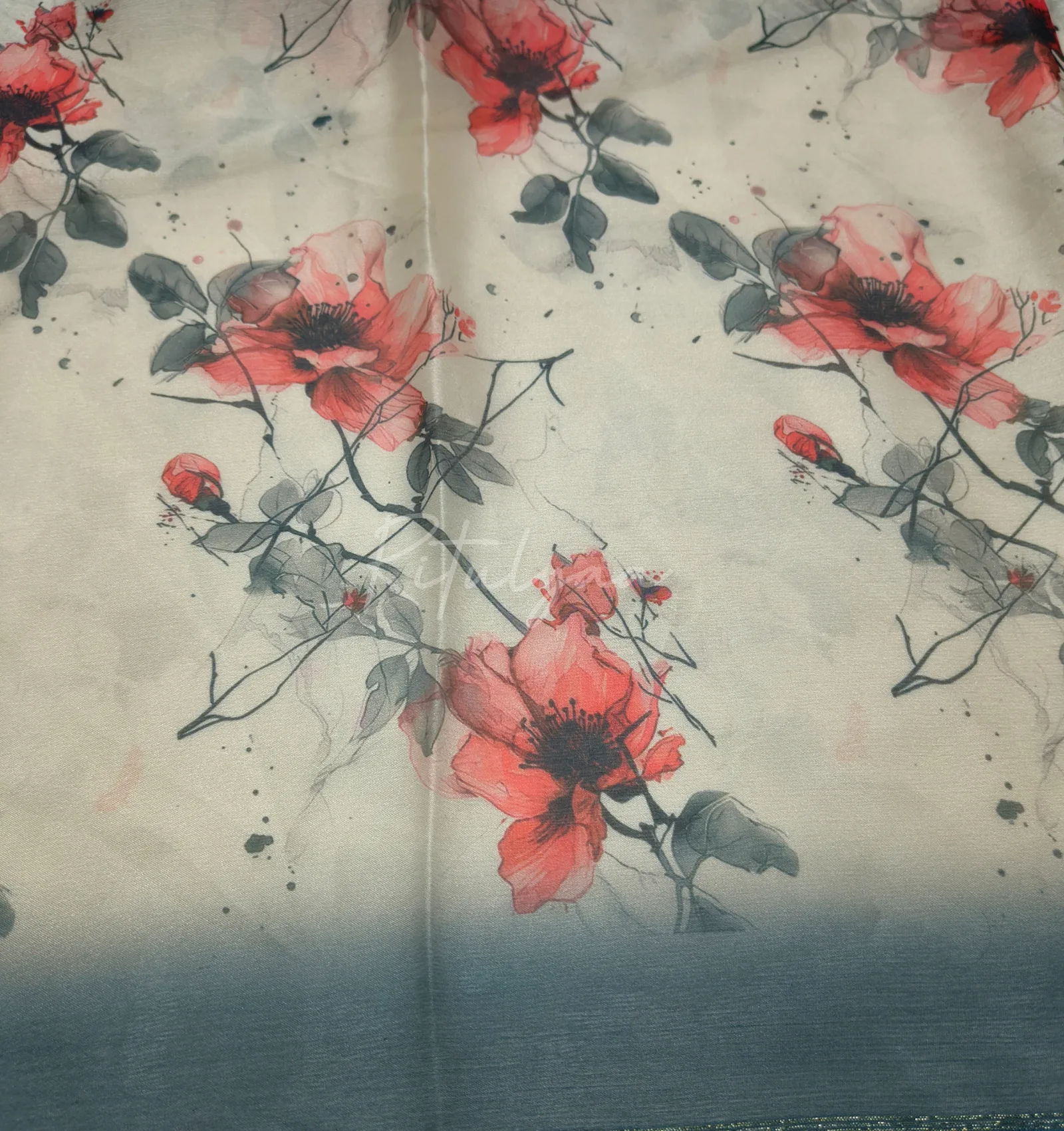 Chiffon Floral Print Saree view 3