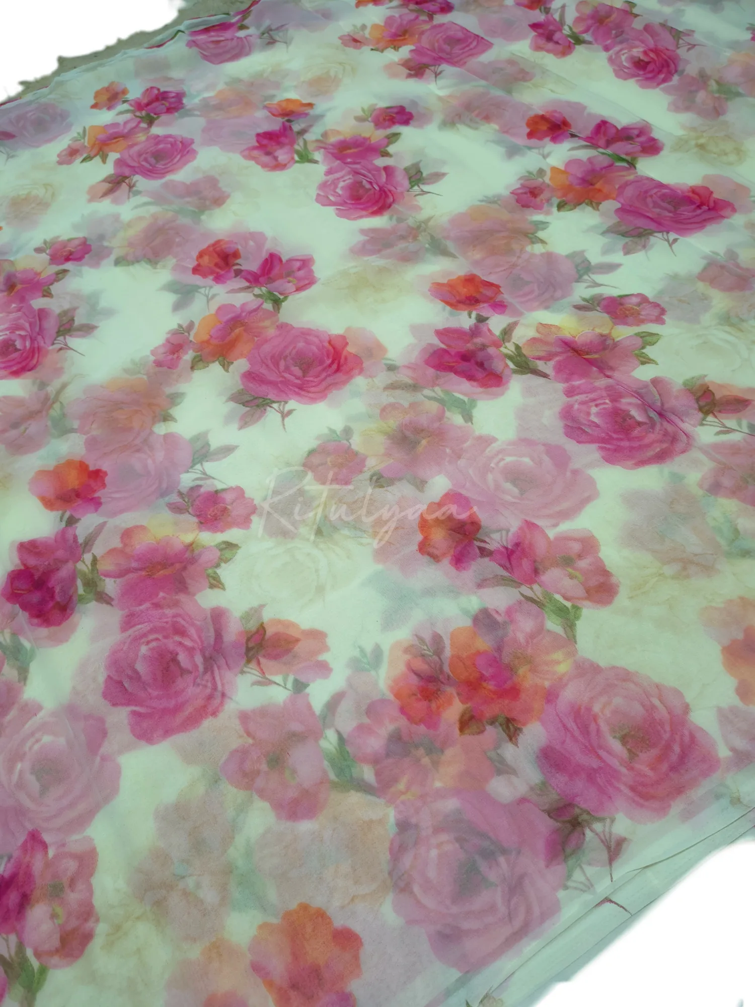 Floral Print Georgette Saree view 2