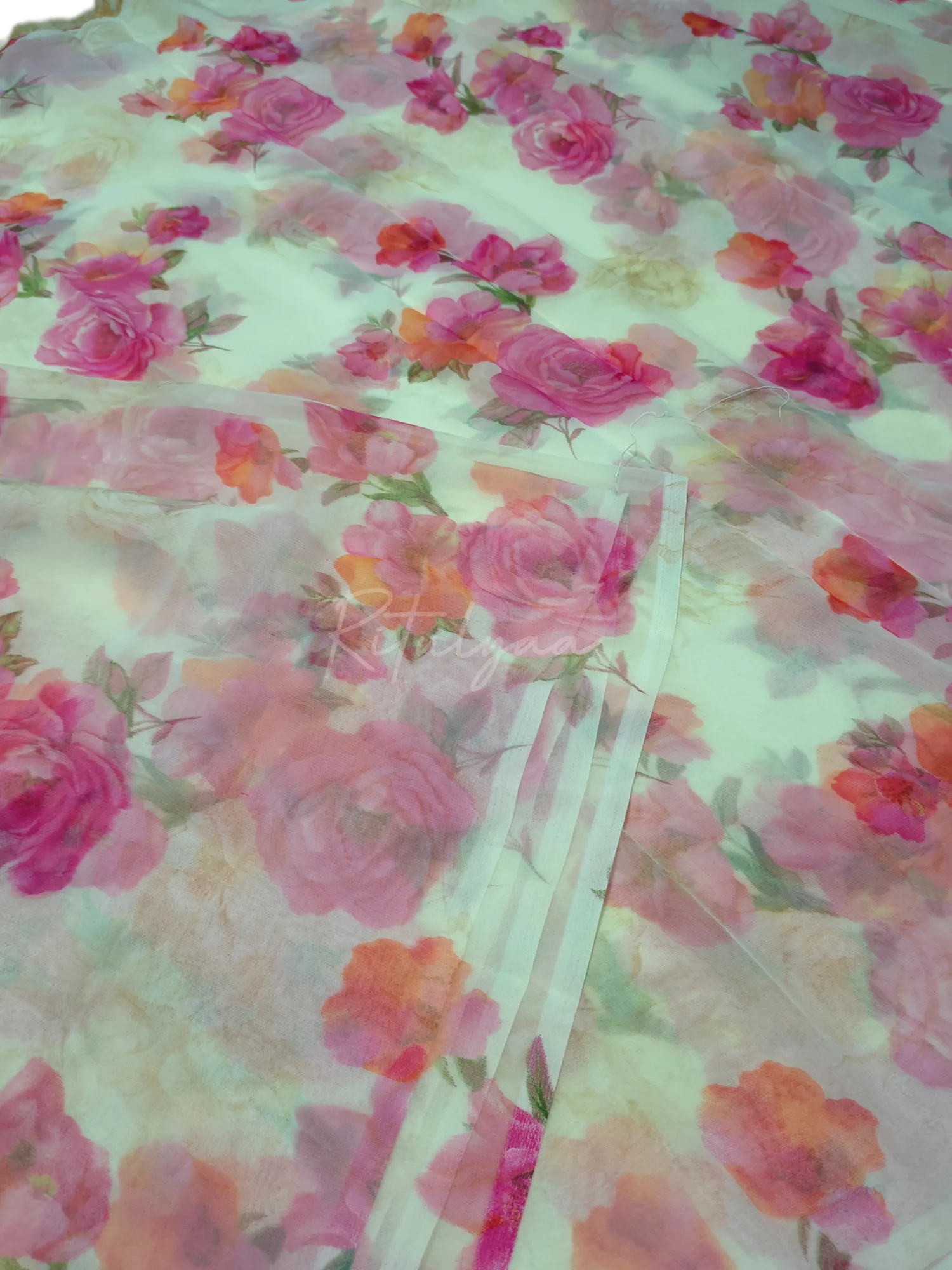 Floral Print Georgette Saree view 3
