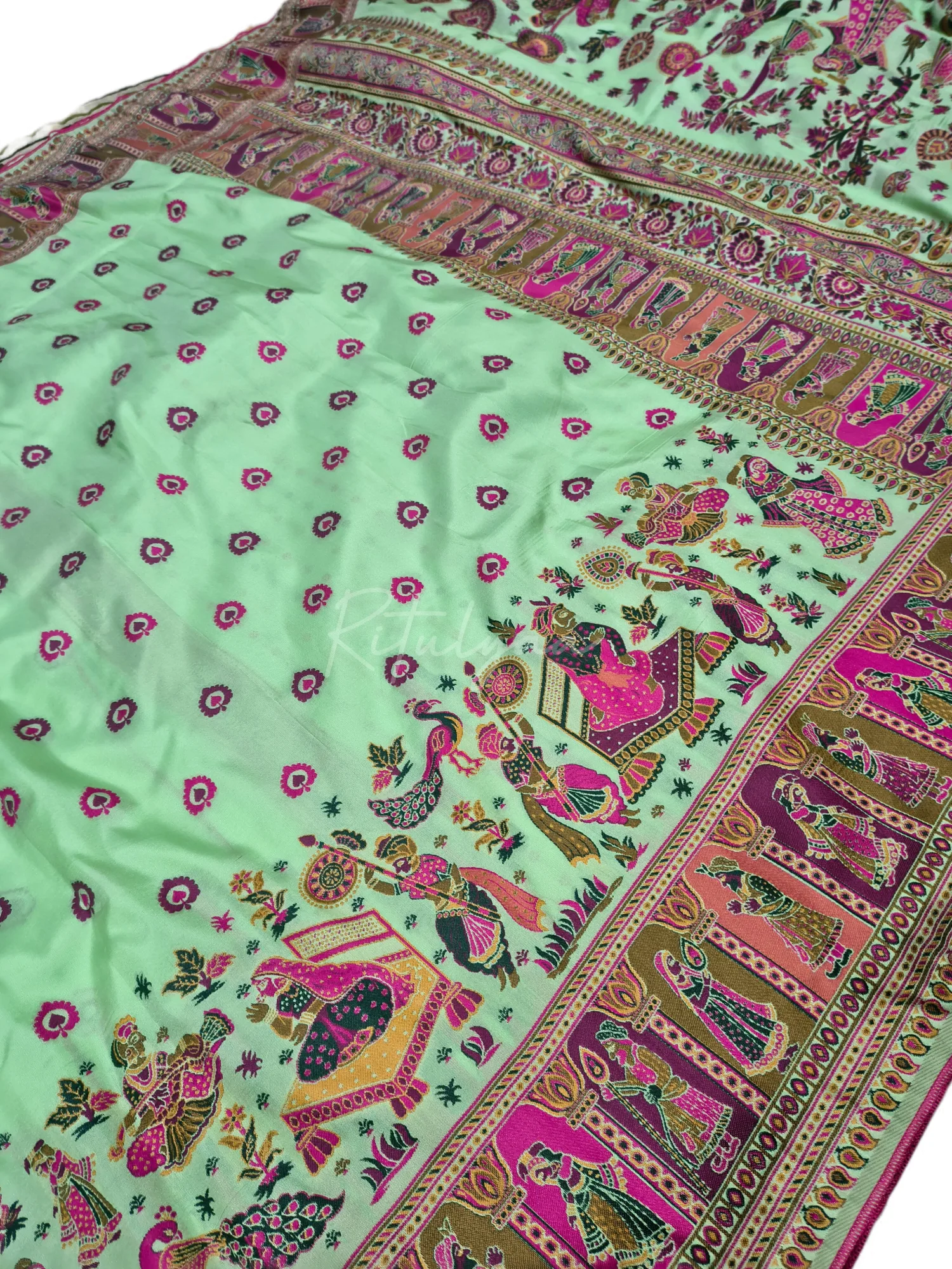 Meenakari Work Modal Silk Saree view 2