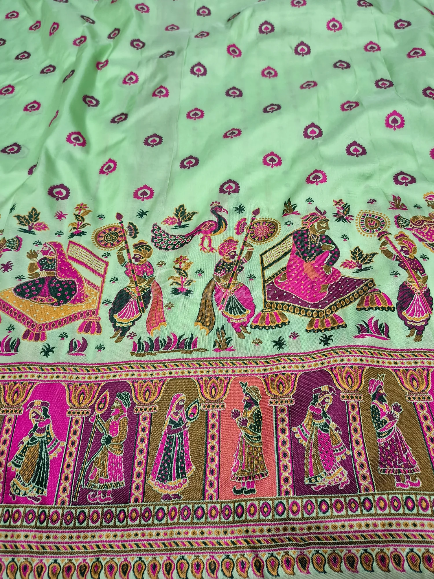 Meenakari Work Modal Silk Saree view 3