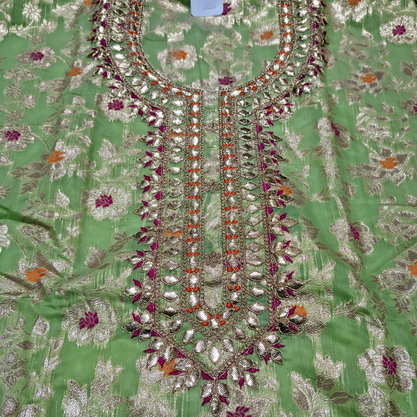 Gota Patti Work Allover Zari Weaving Suit view 4
