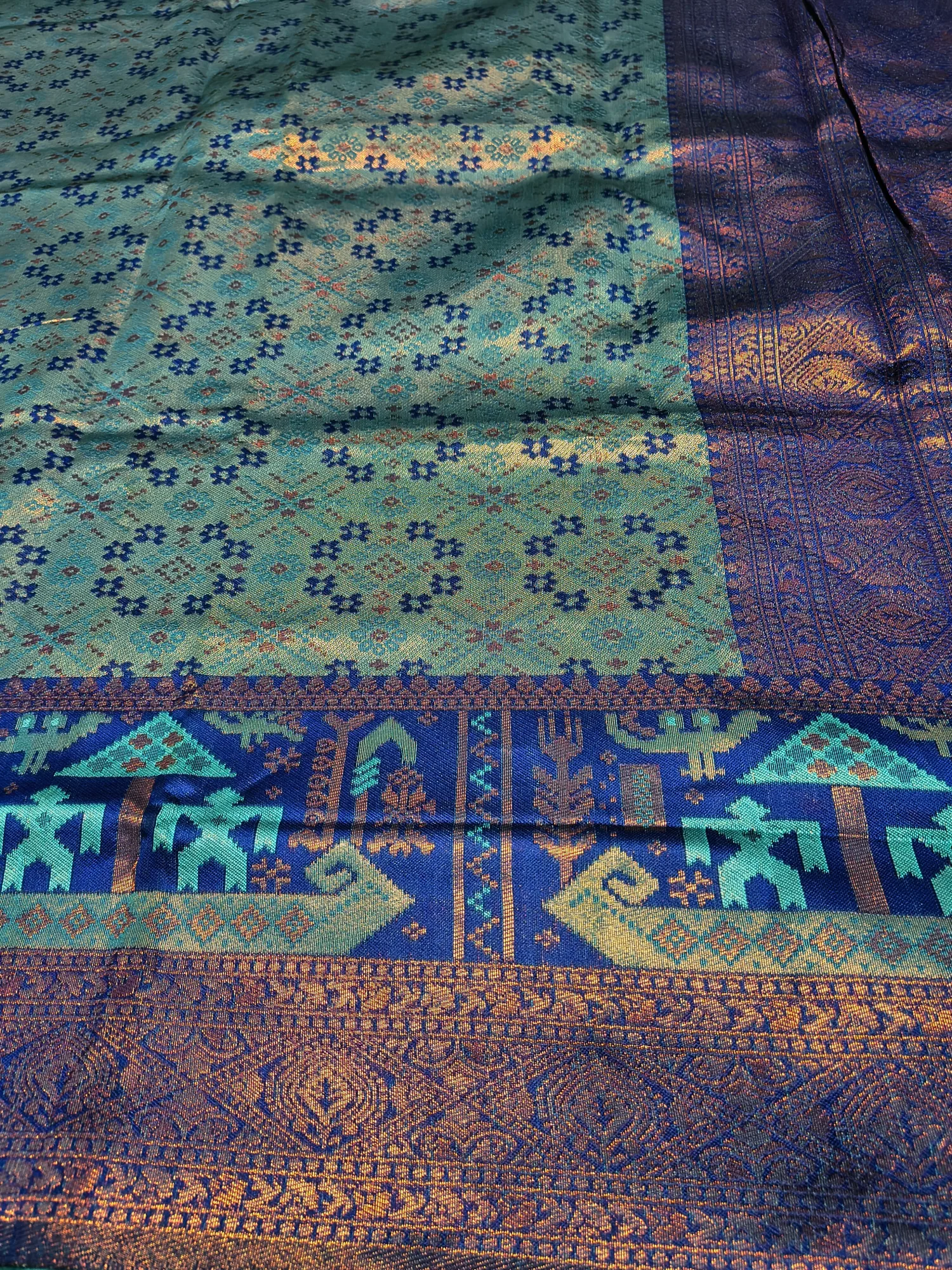 Allover Bronze Zari Weaving Silk Saree view 3