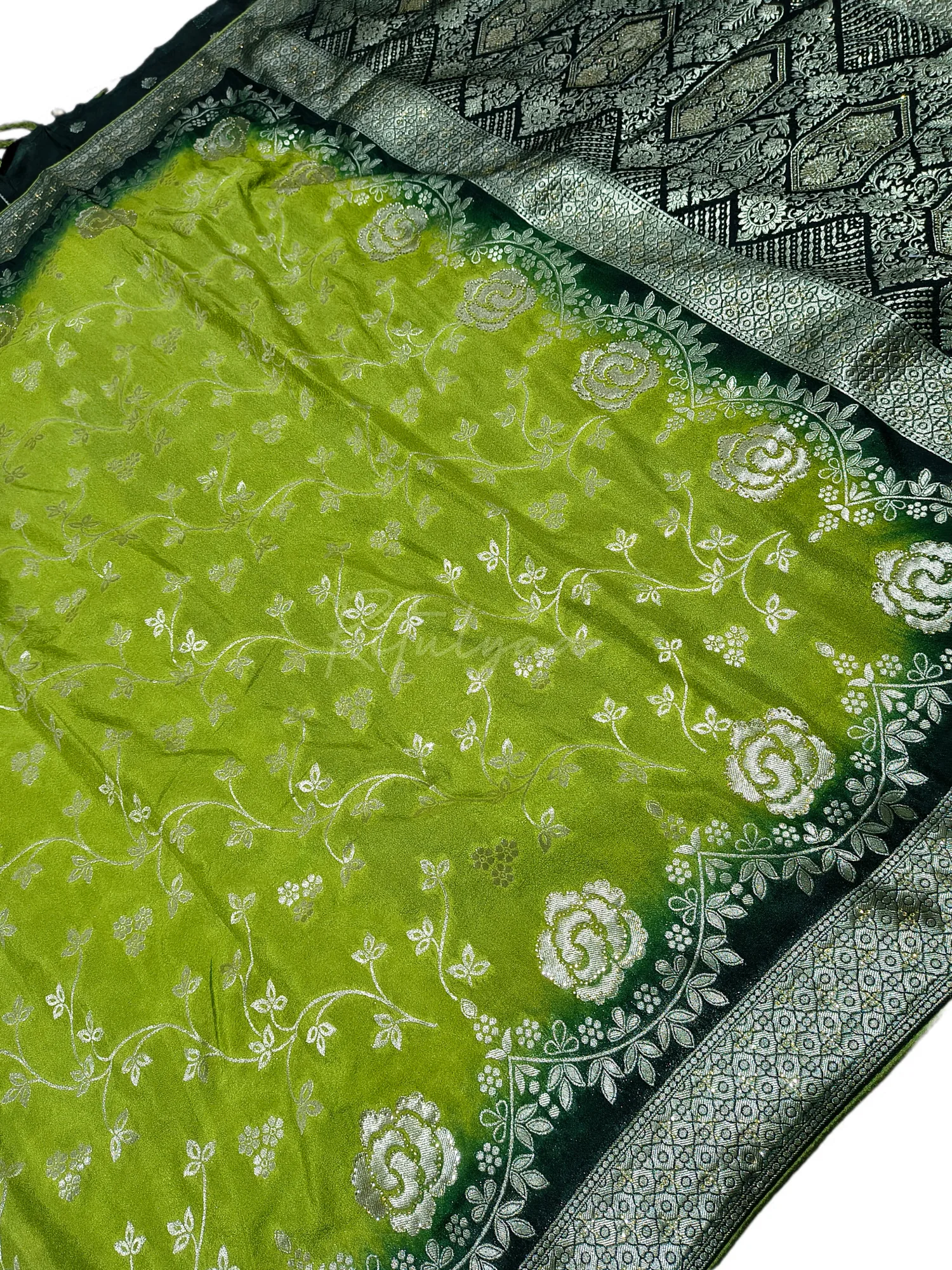 Allover Zari Weaving Saree with Stud Work view 3