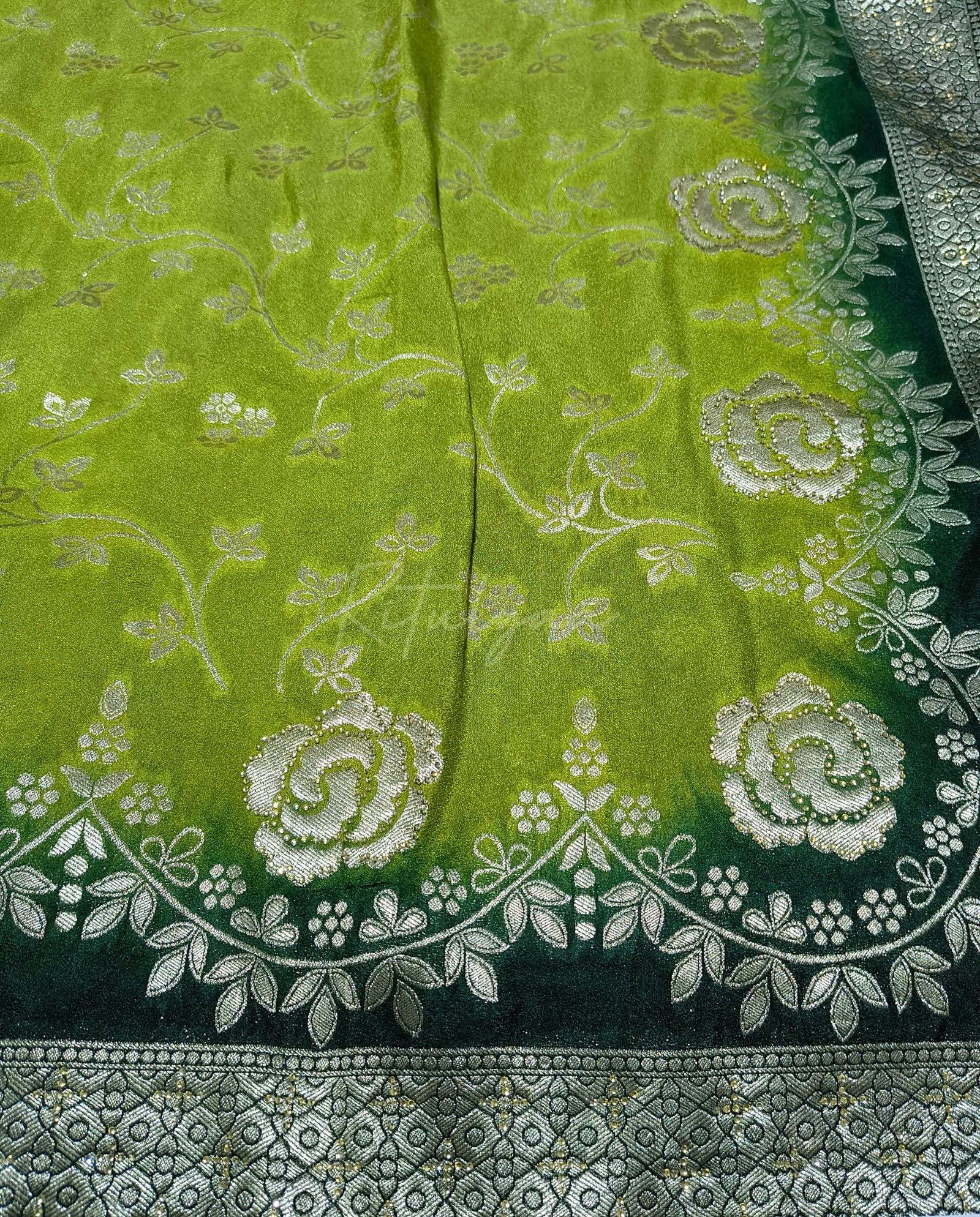Allover Zari Weaving Saree with Stud Work view 4