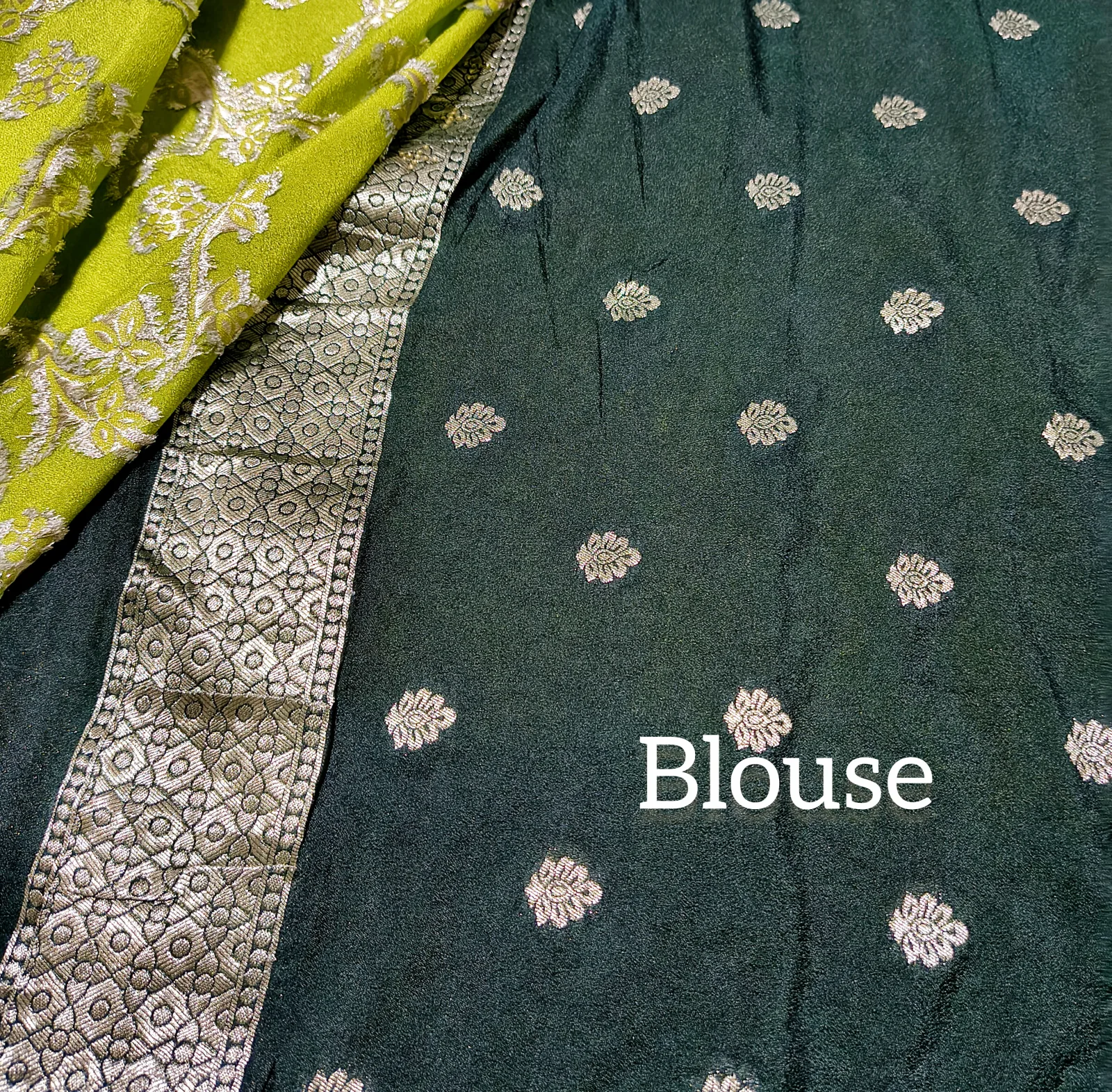 Allover Zari Weaving Saree with Stud Work view 5
