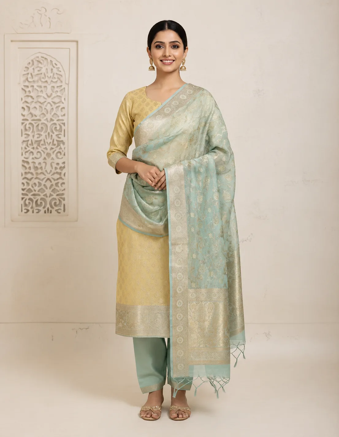 Premium Banarasi Allover Zari Weaving Suit