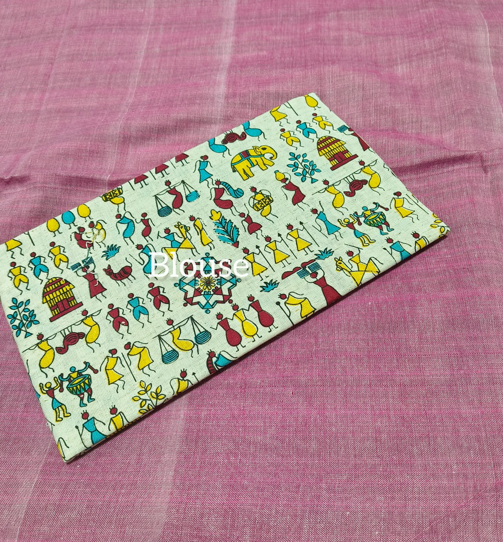 Khaddi Cotton Saree with Worli Print Blouse view 6