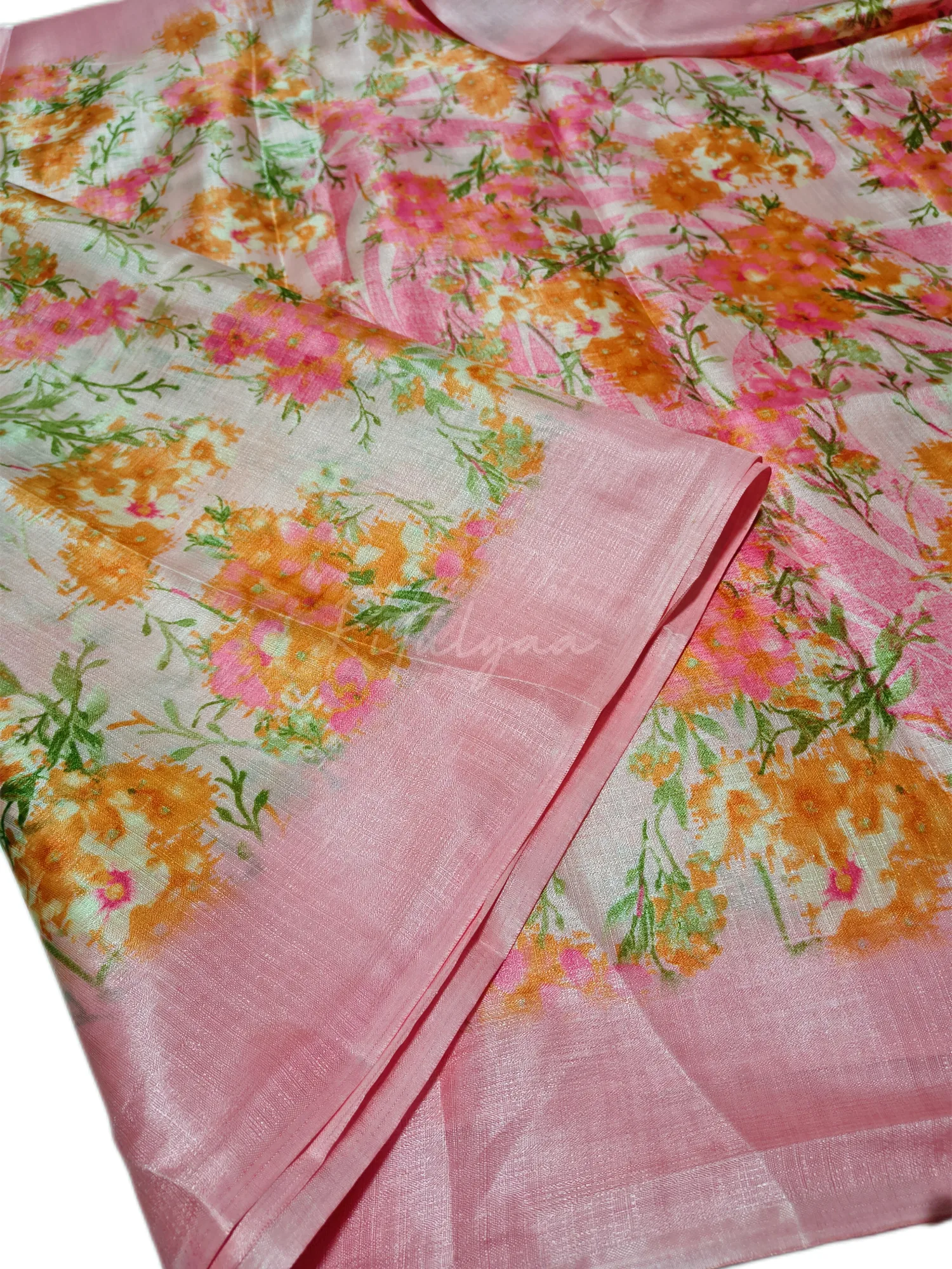 Floral Print Silk Blend Saree view 3