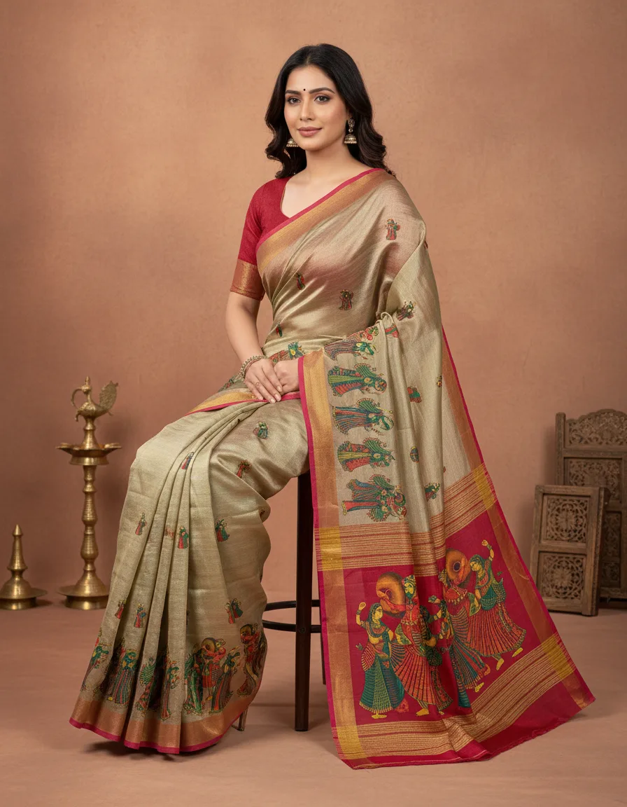 Printed Silk Blend Saree
