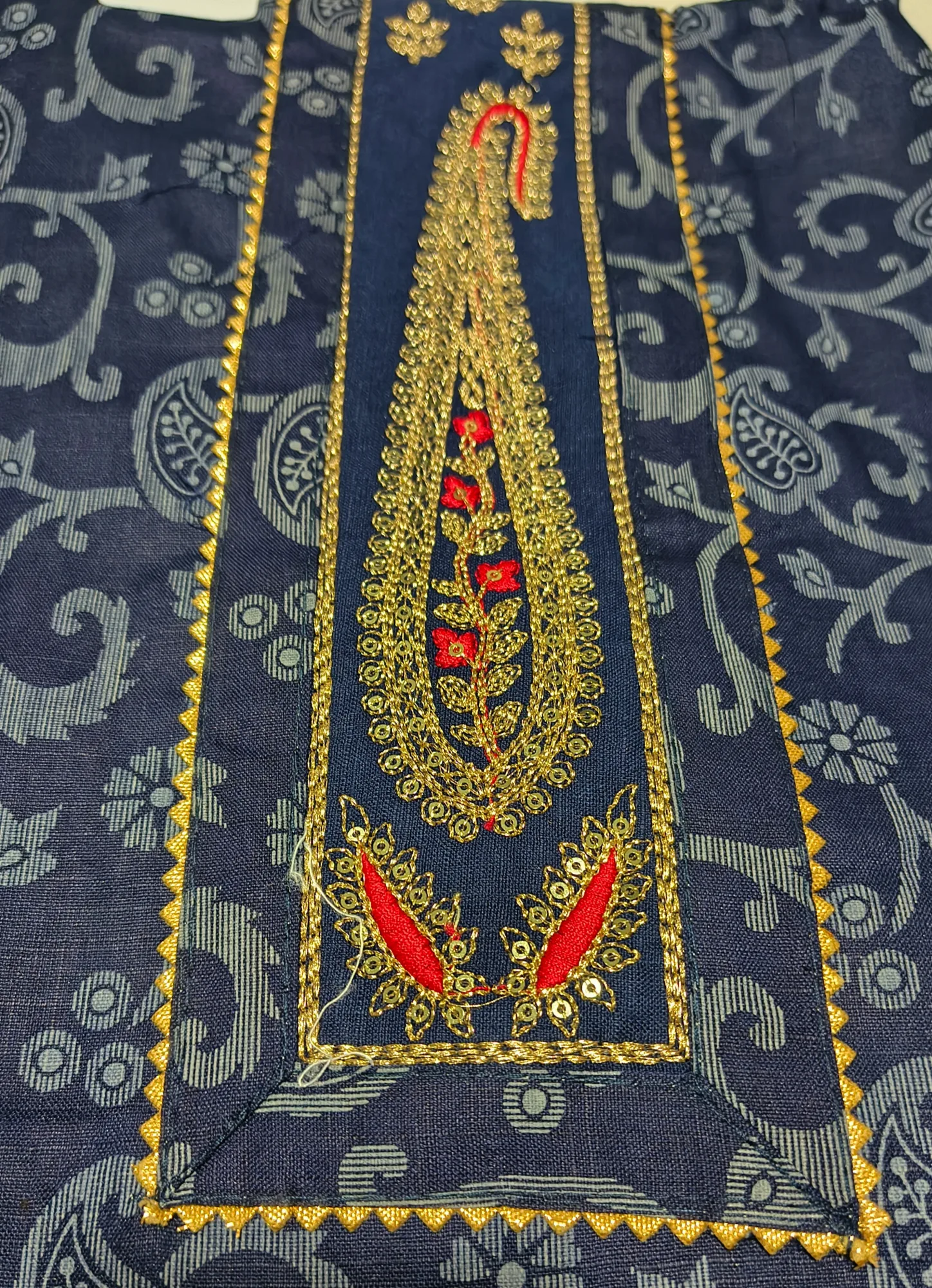 Navy Print Cotton Suit view 3