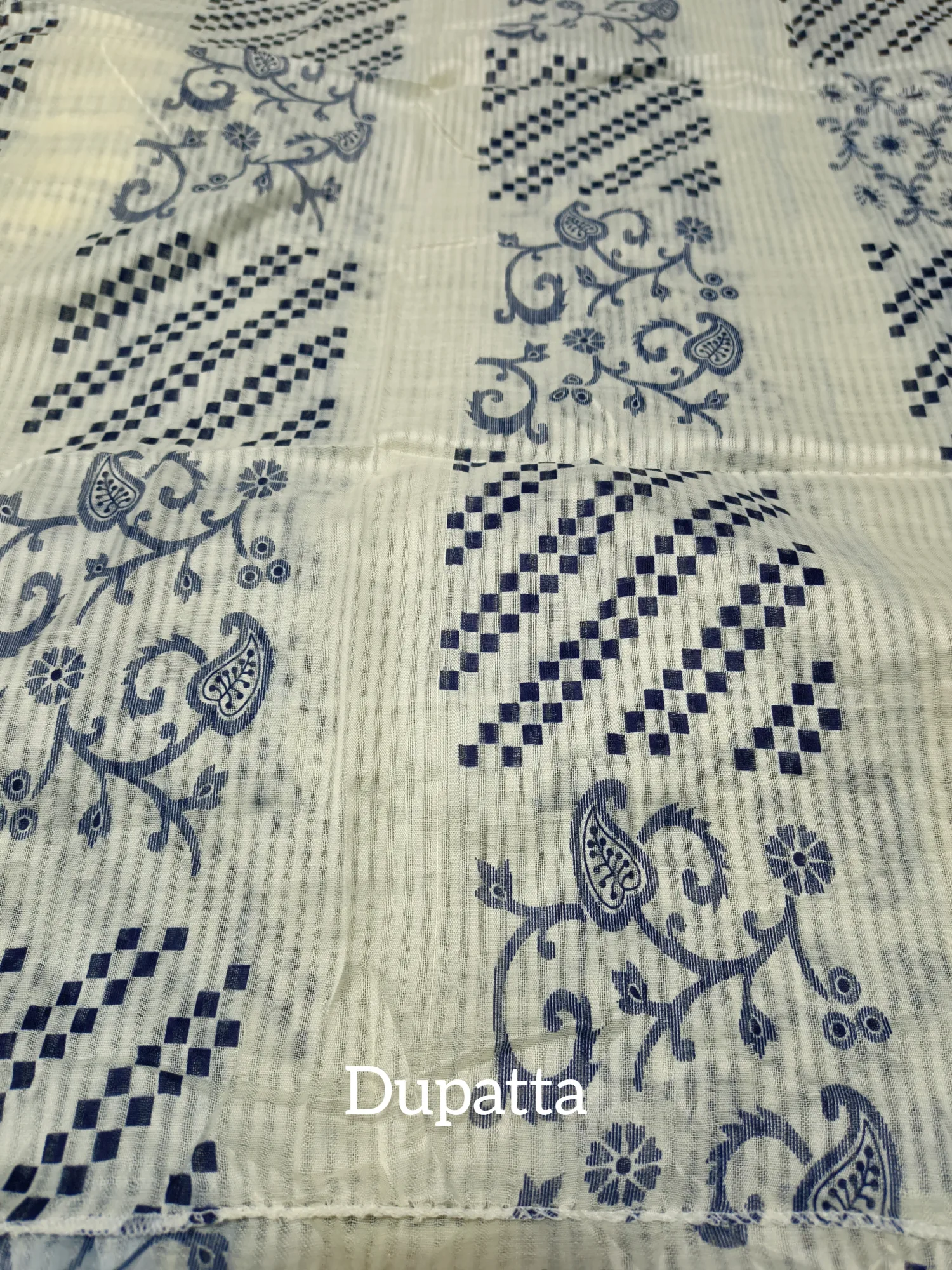 Navy Print Cotton Suit view 5