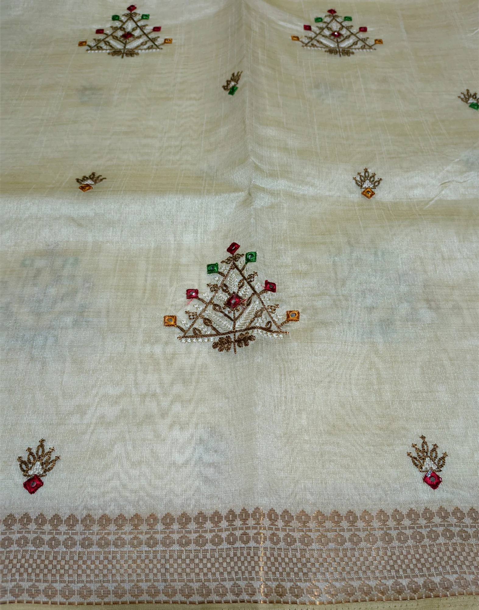 Embroidered Semi Tussar Saree view 4