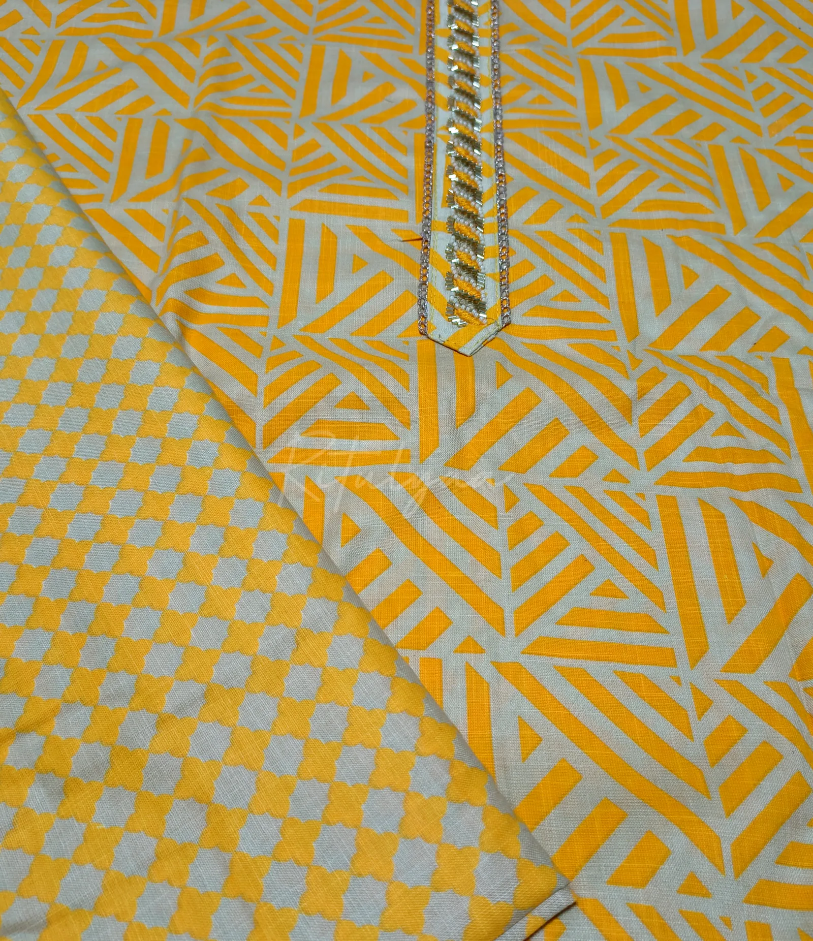 Printed Cotton Suit With Embroidery view 3