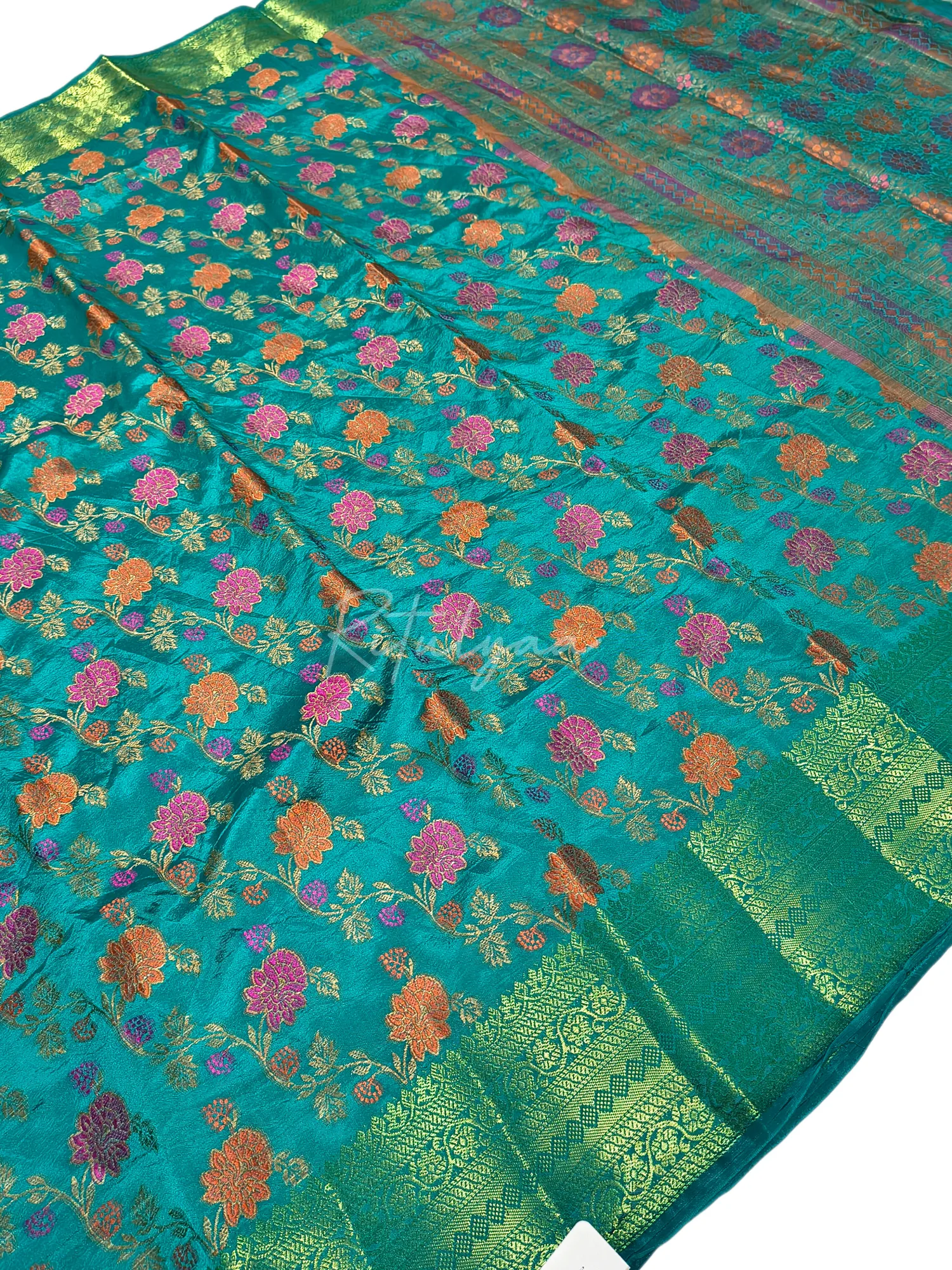 Resham Work Silk Blend Saree view 2