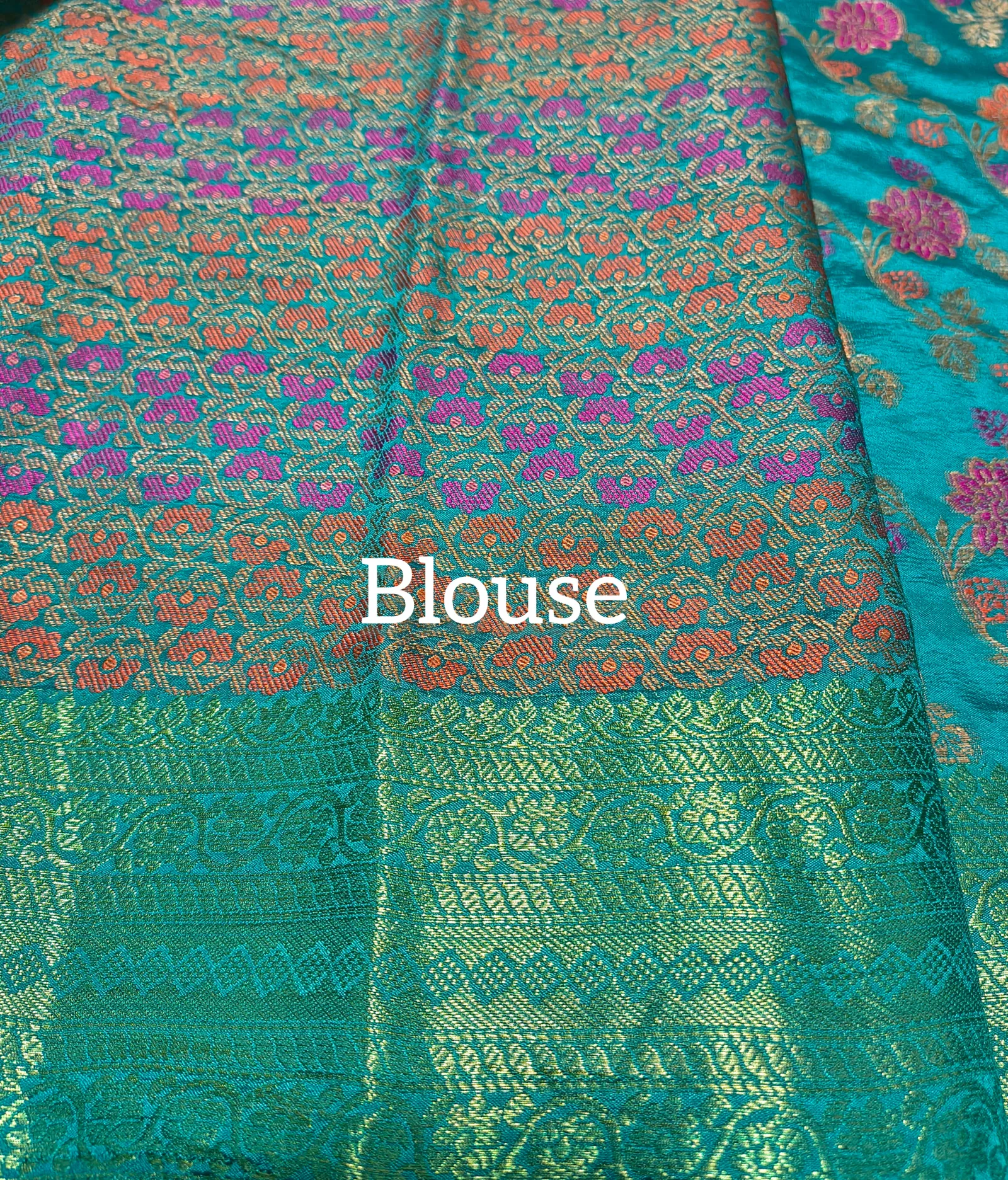 Resham Work Silk Blend Saree view 4