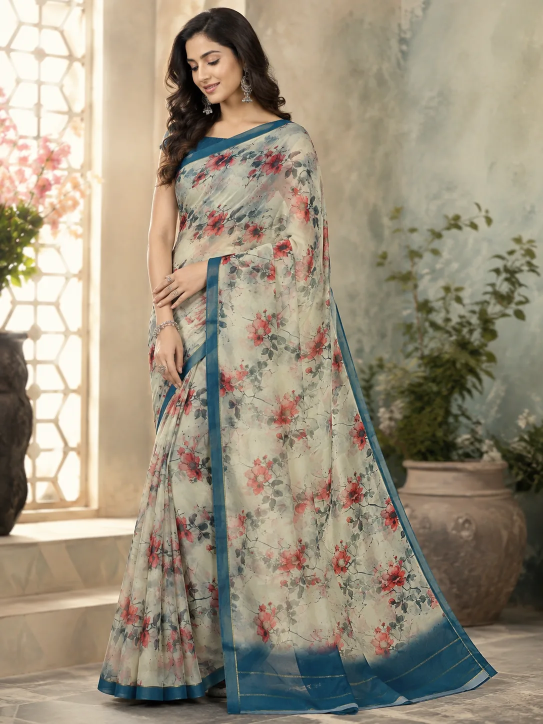 Chiffon Floral Print Saree