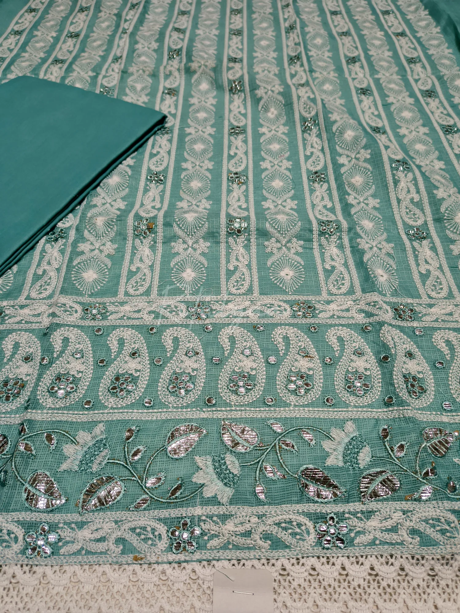 Kota Doria Chikankari Embroidery Suit view 3