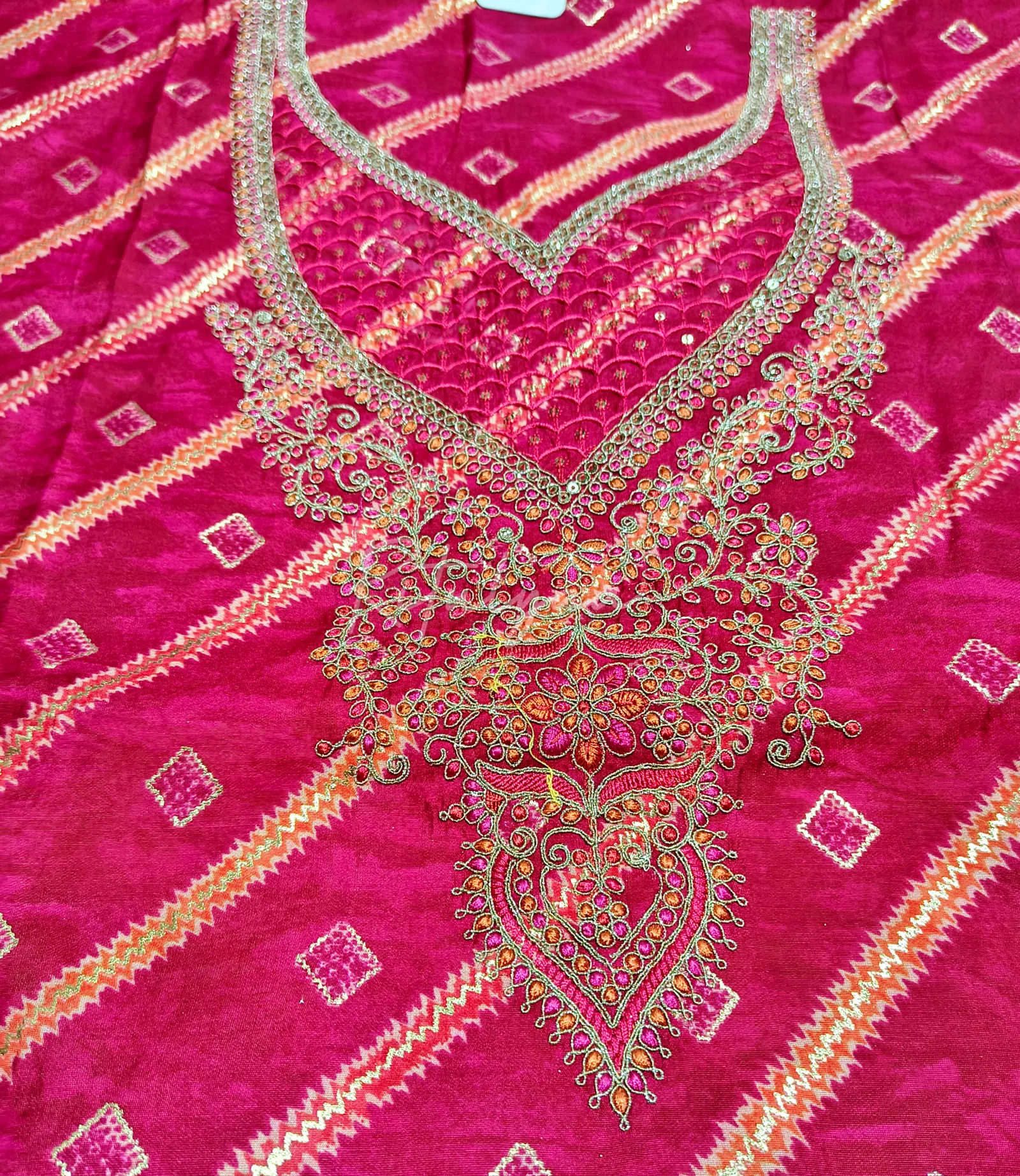 Foil Print Embroidery Suit view 3
