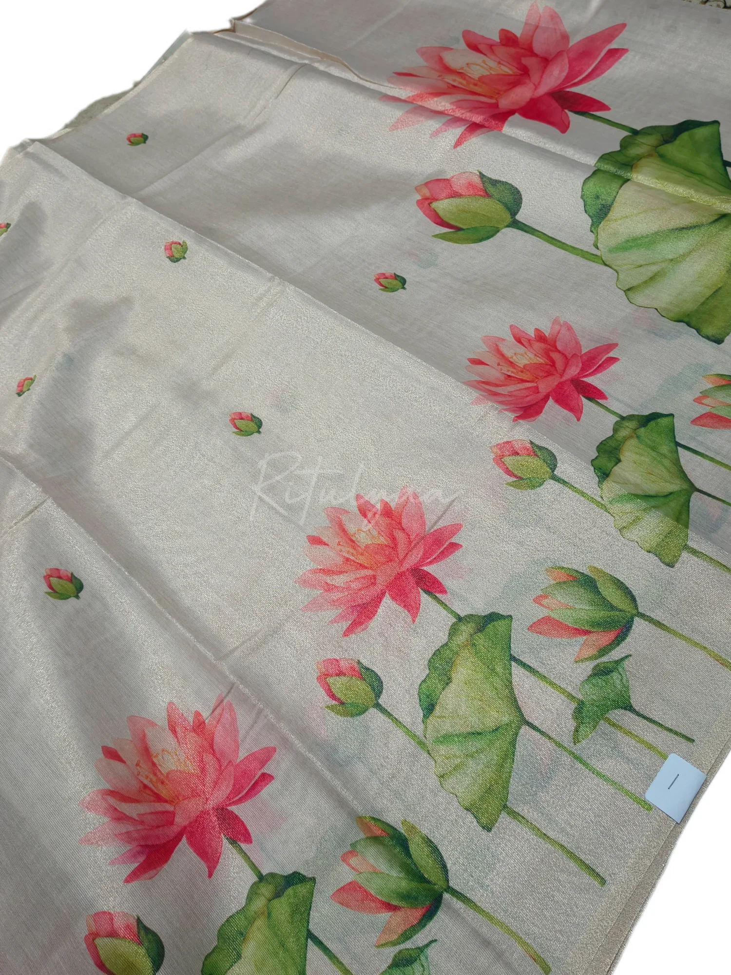 Printed Shimmer Cotton Silk saree view 2