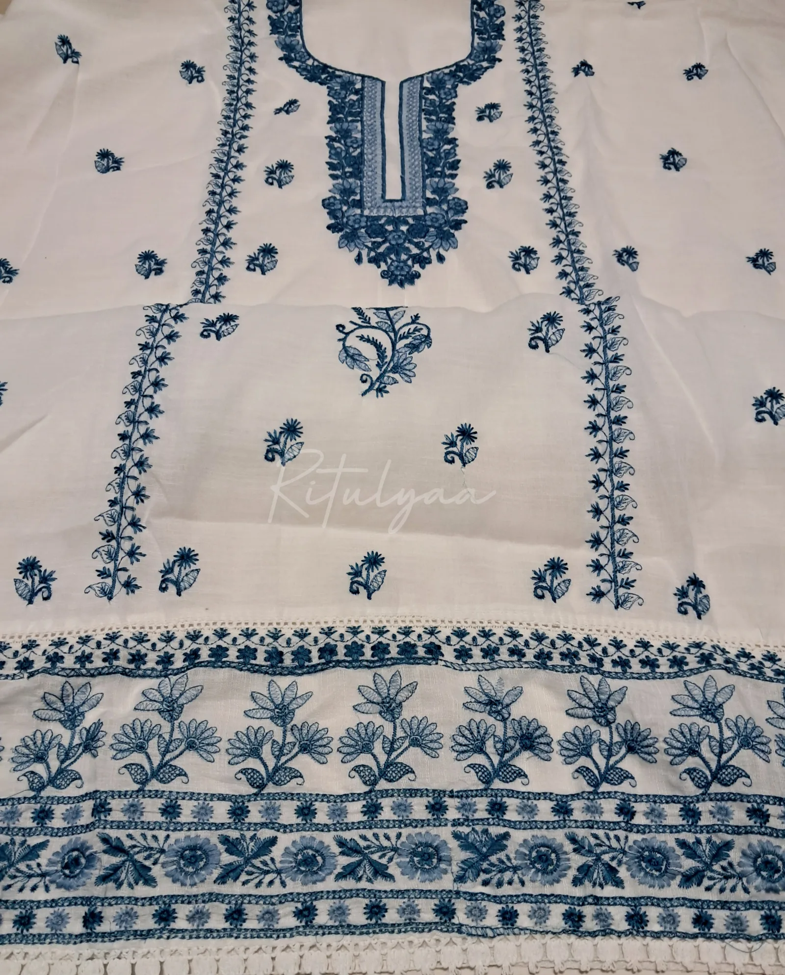Linen Cotton Embroidered Suit view 3