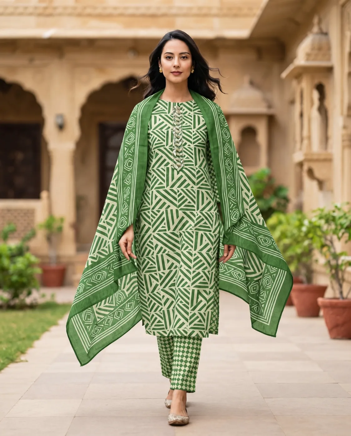 Printed Suit Neck Embroidery