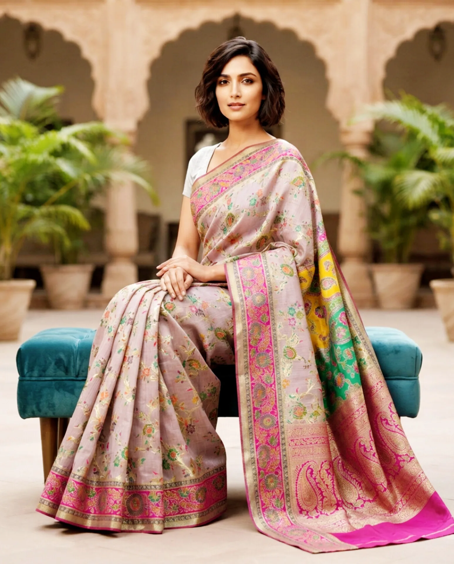 Meenakari Work Chanderi Saree