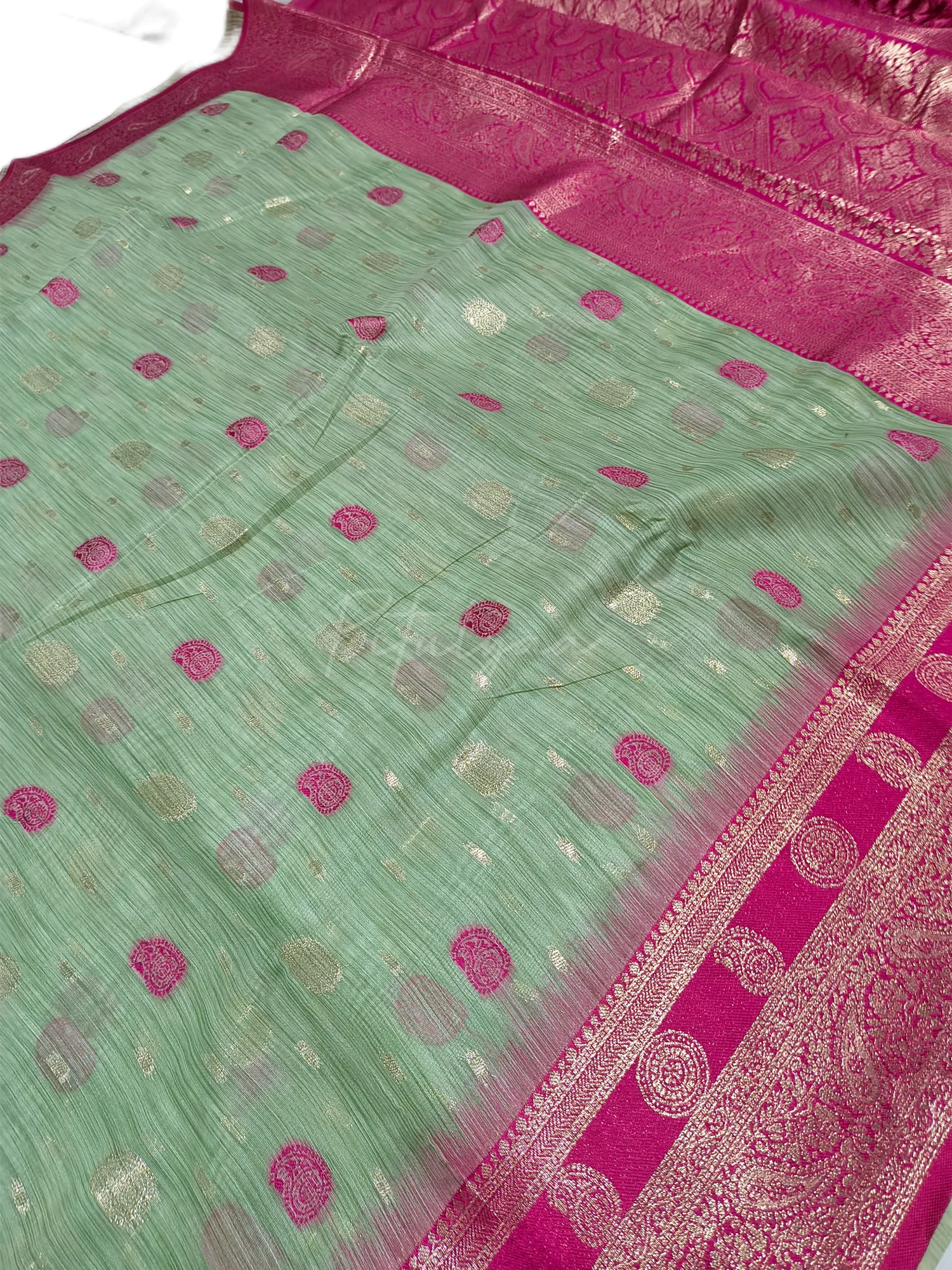 Chanderi Allover Boota Saree view 2