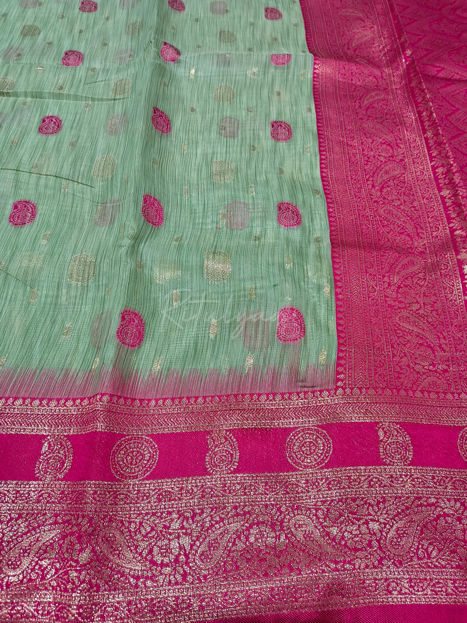 Chanderi Allover Boota Saree view 3