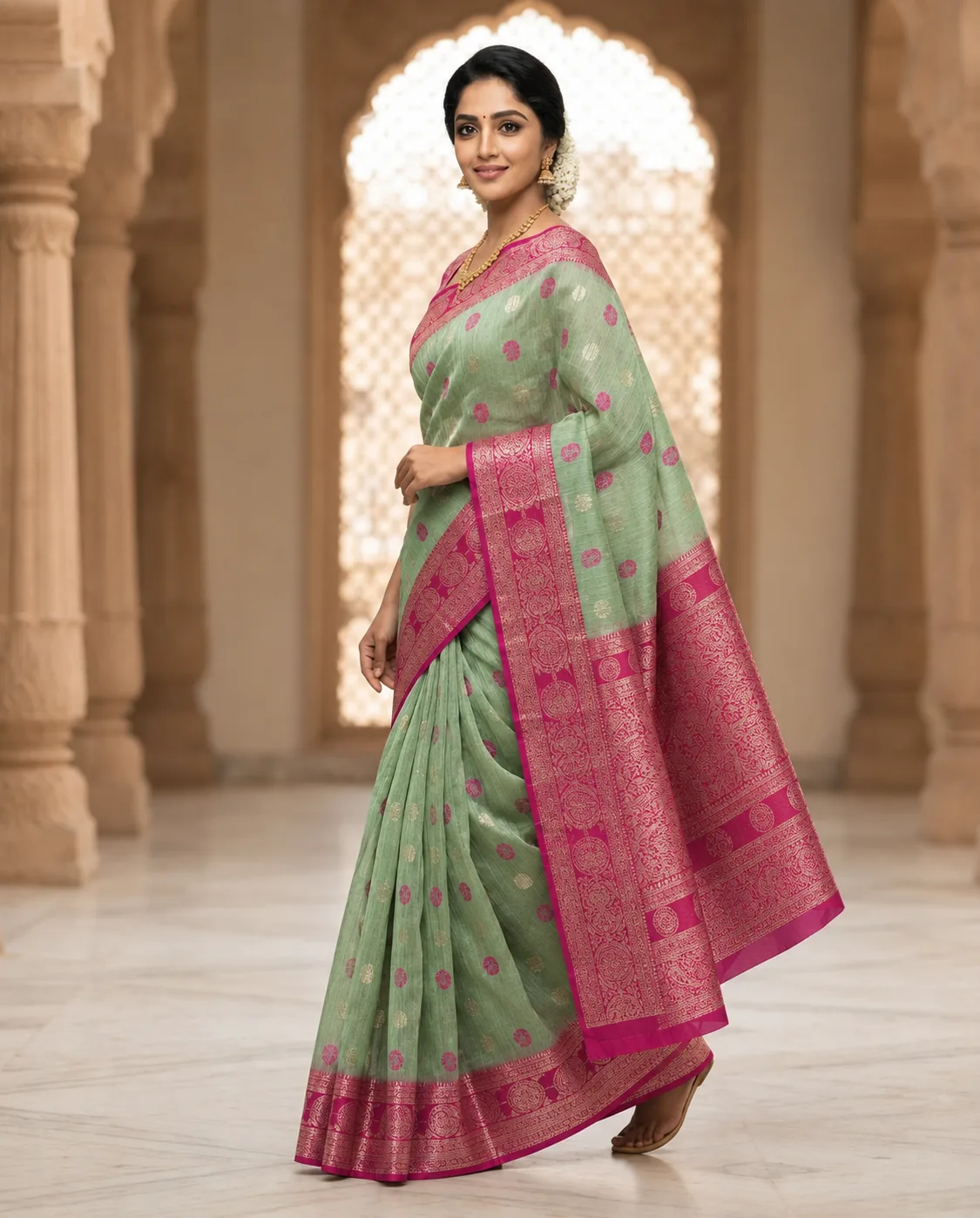 Chanderi Allover Boota Saree