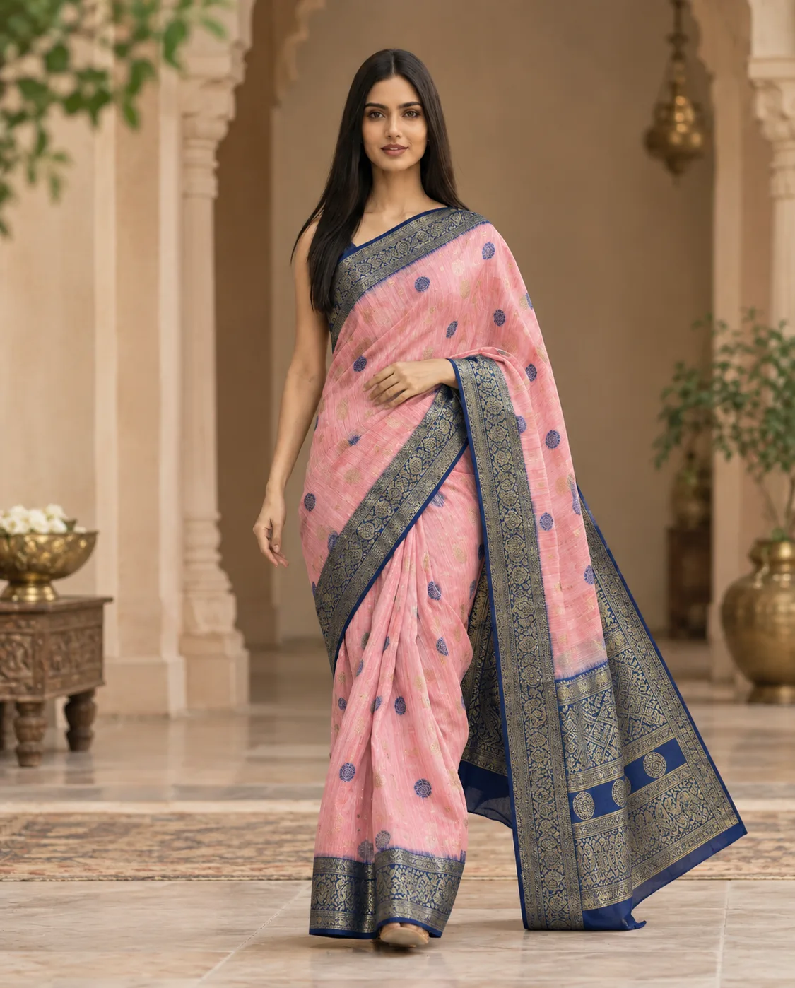 Self Weaving Chanderi Saree view 5