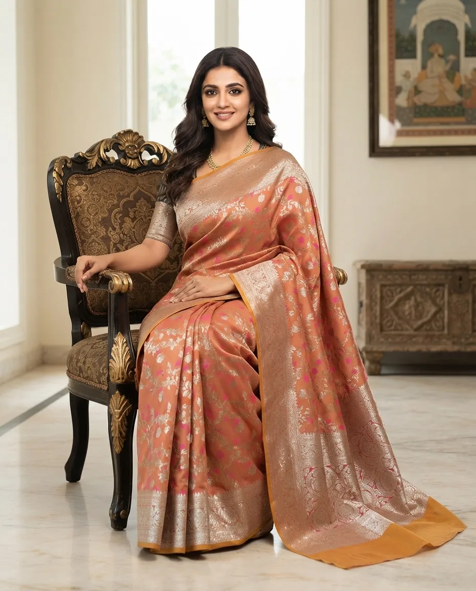 Jacquard Allover Zari Jaal Saree