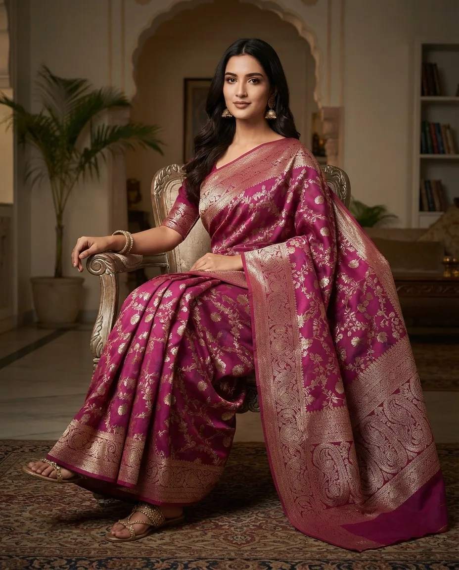 Allover Zari Jaal Saree