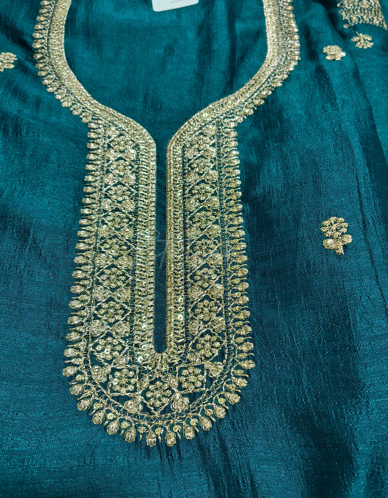 Allover Embroidery Teal Suit view 3