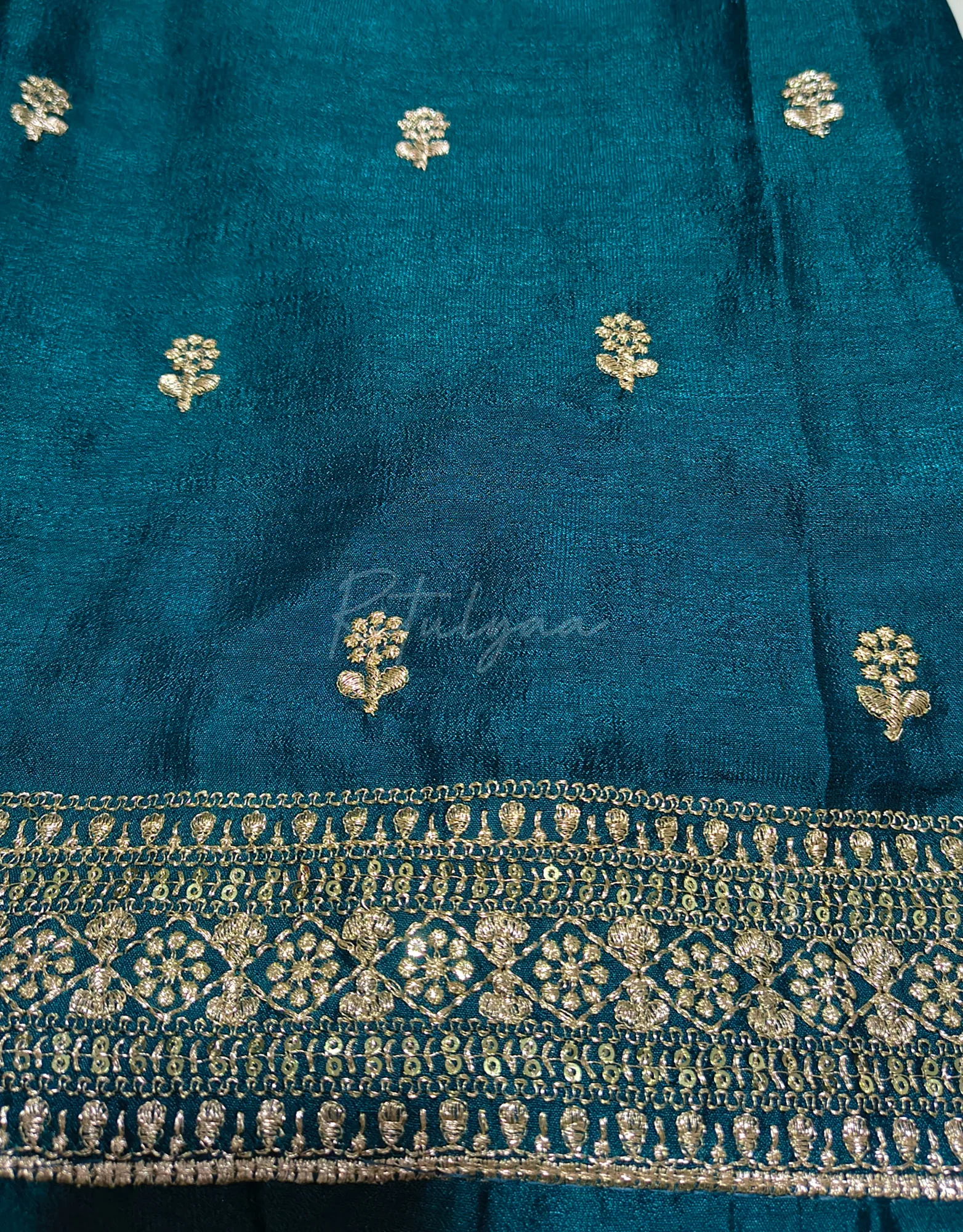Allover Embroidery Teal Suit view 4